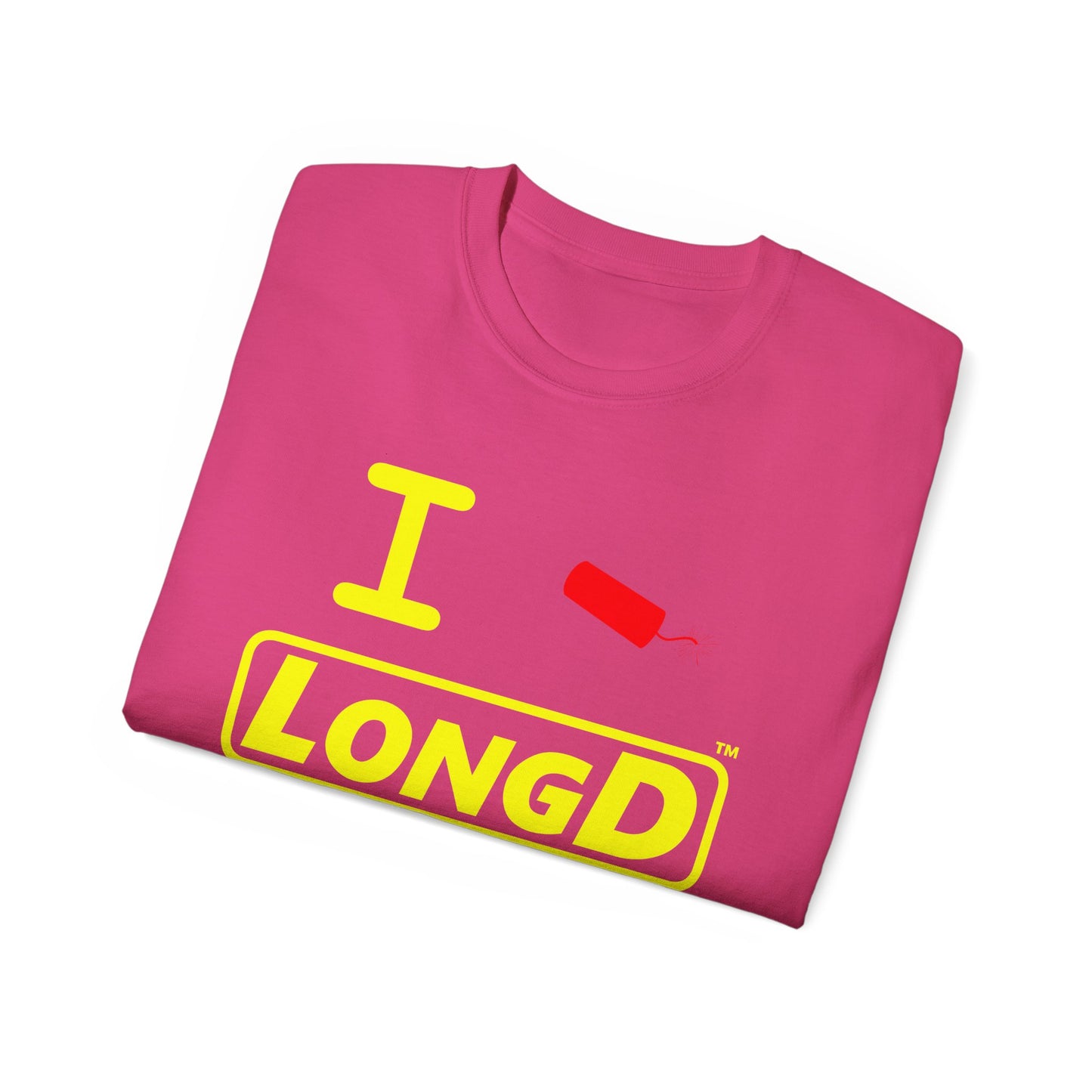 I Firecracker LongD® Reverse Logo Cotton Tee Red firecracker (no blue or white)