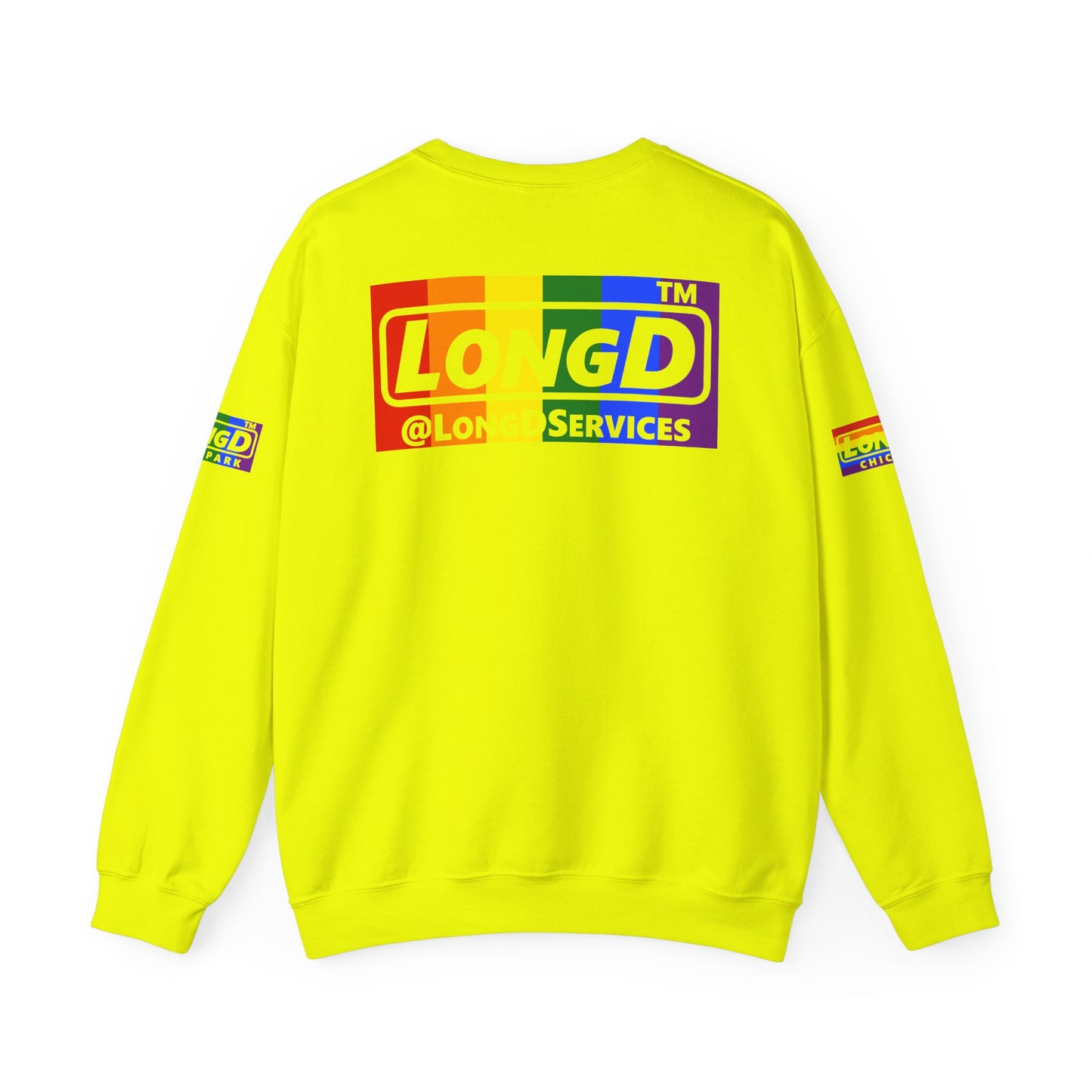 LongD official basic 4-print Chicago logo crewneck sweatshirt with Pride heart