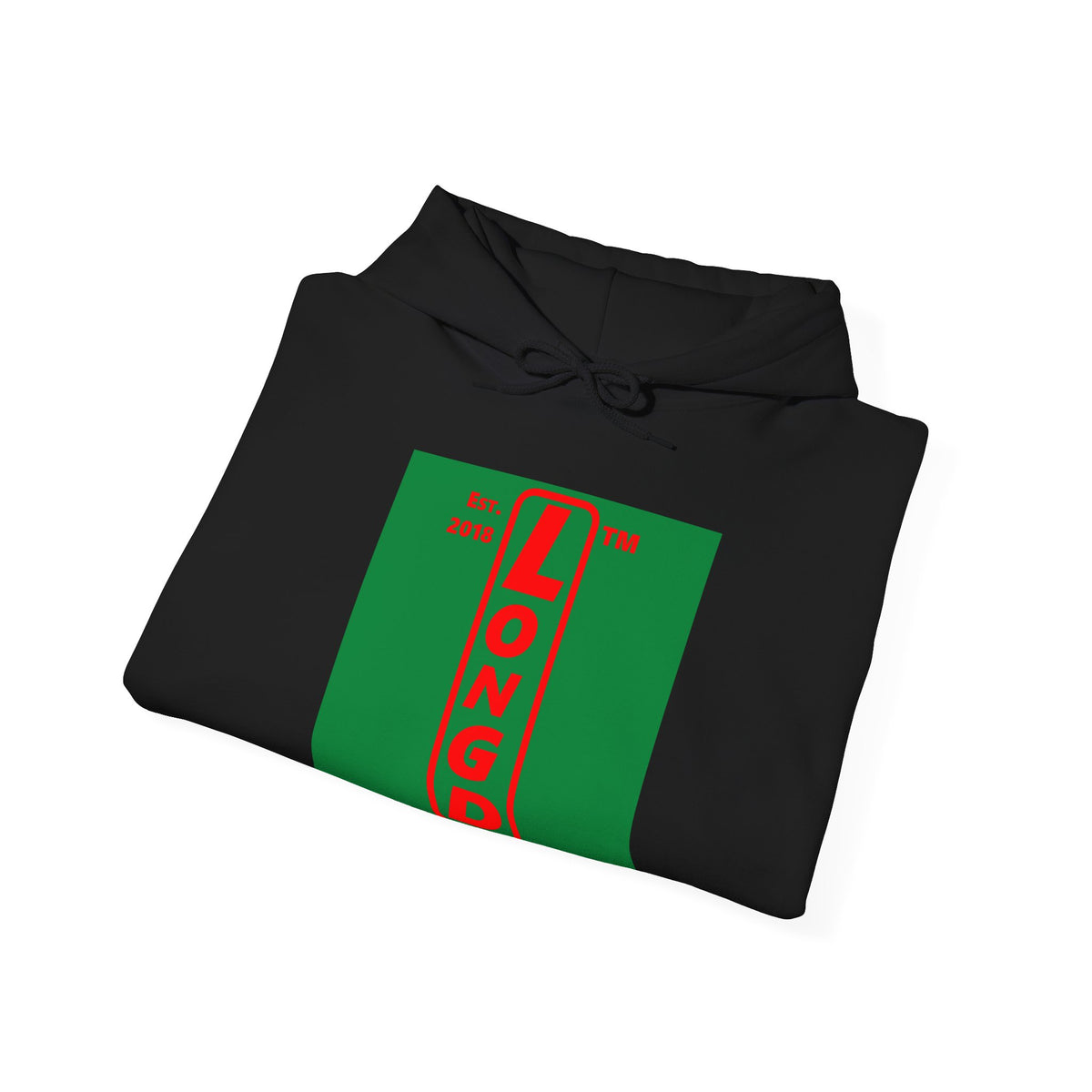 LongD Chicago upright logo positive red on negative green (Xmas colors) hoodie