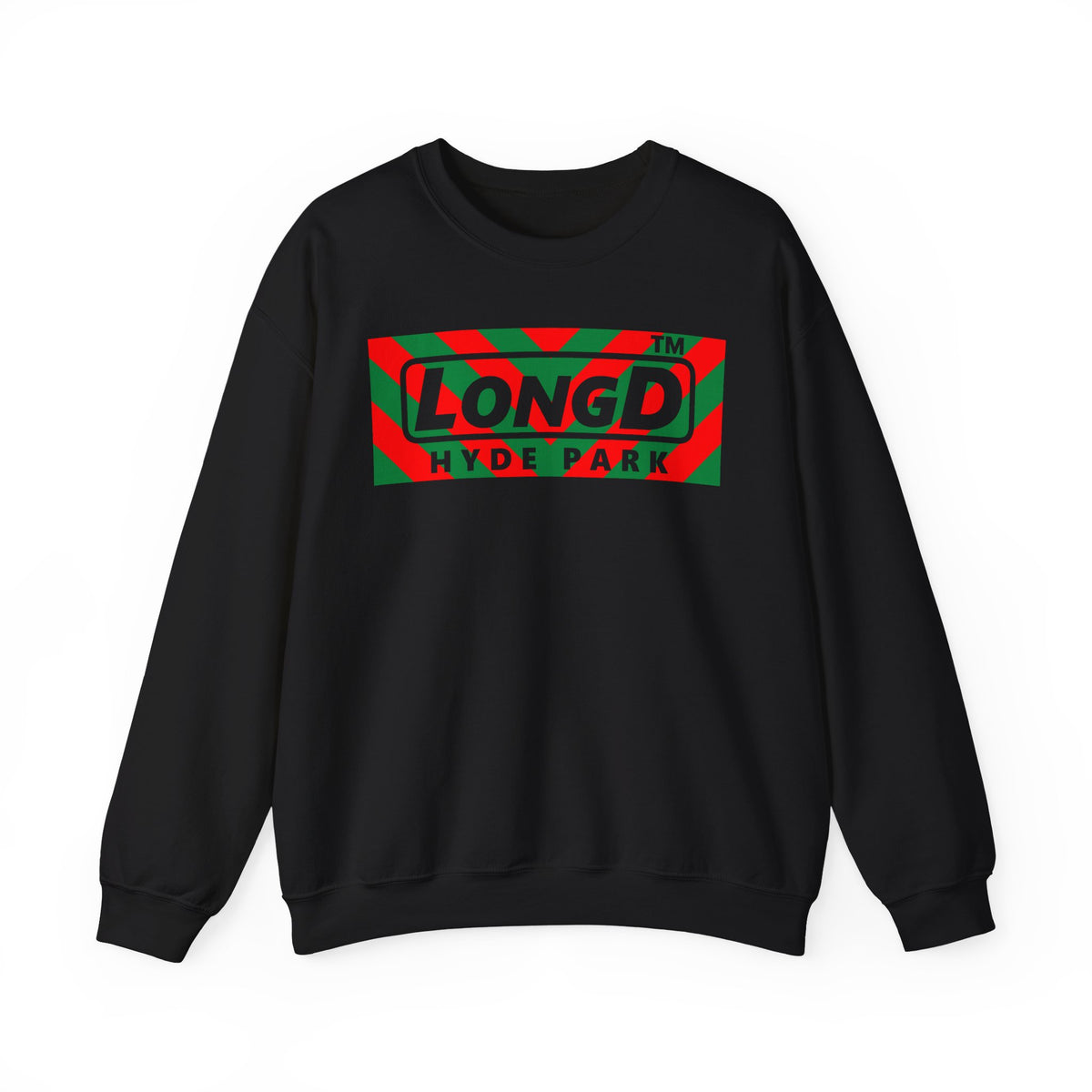 LongD Hyde Park negative downward chevron front-back logo (Xmas colors) crewneck sweatshirt