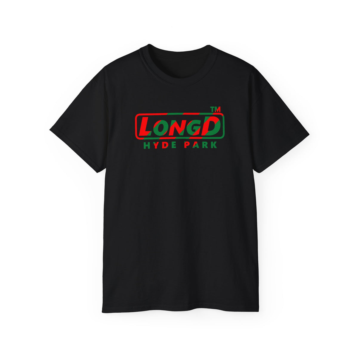 LongD Hyde Park positive pixel-weighted 6-striped logo (Xmas colors) cotton tee
