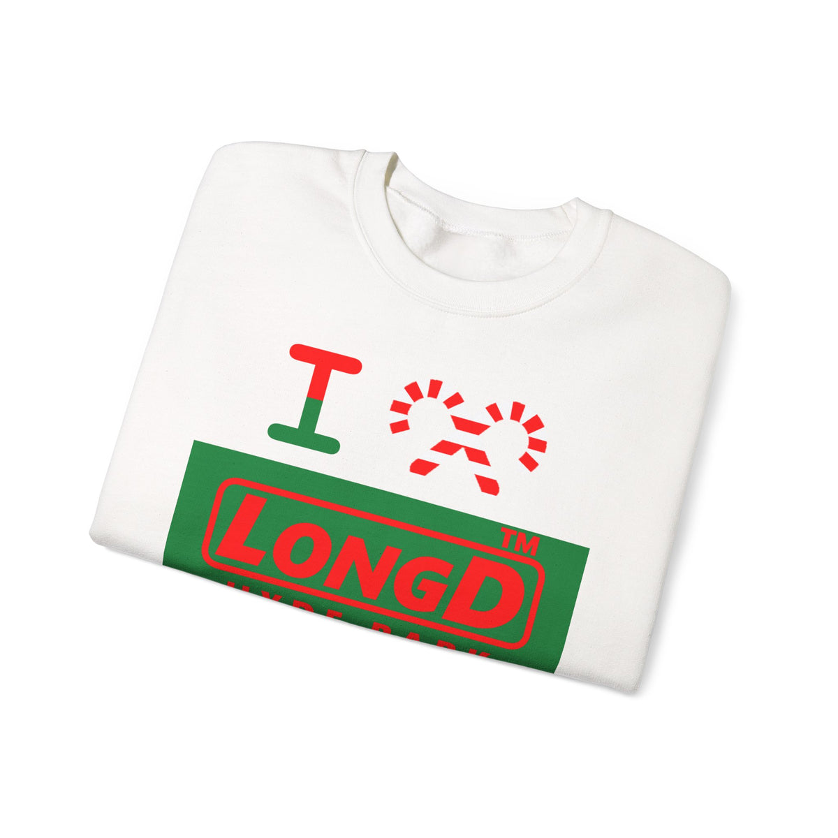 I candy cane LongD Hyde Park logo positive red on negative green crewneck sweatshirt
