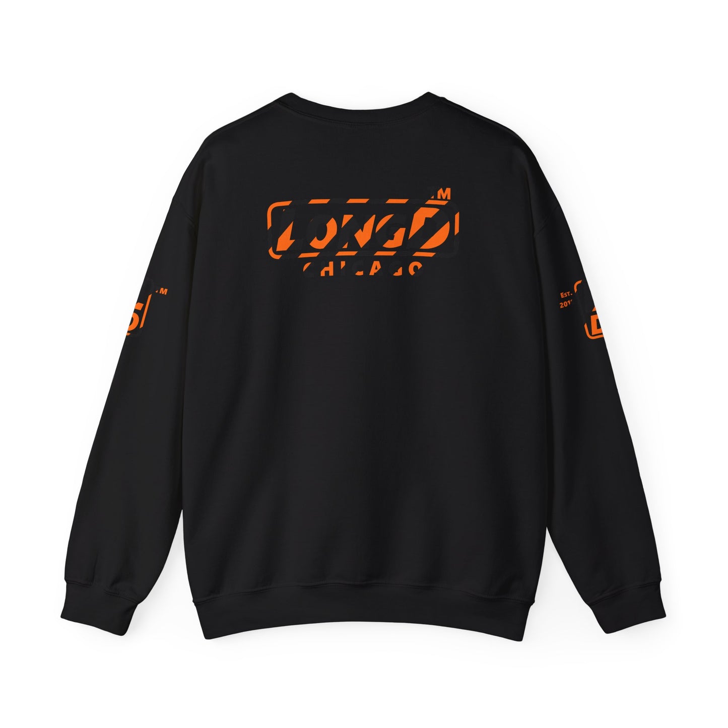 LongD Chicago positive 12-striped 4-print logo (Halloween colors) crewneck sweatshirt