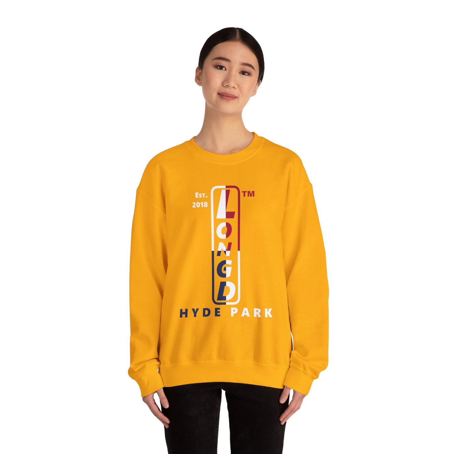 LongD positive quarters Hyde Park upright logo crewneck sweatshirt (patriotic colors)