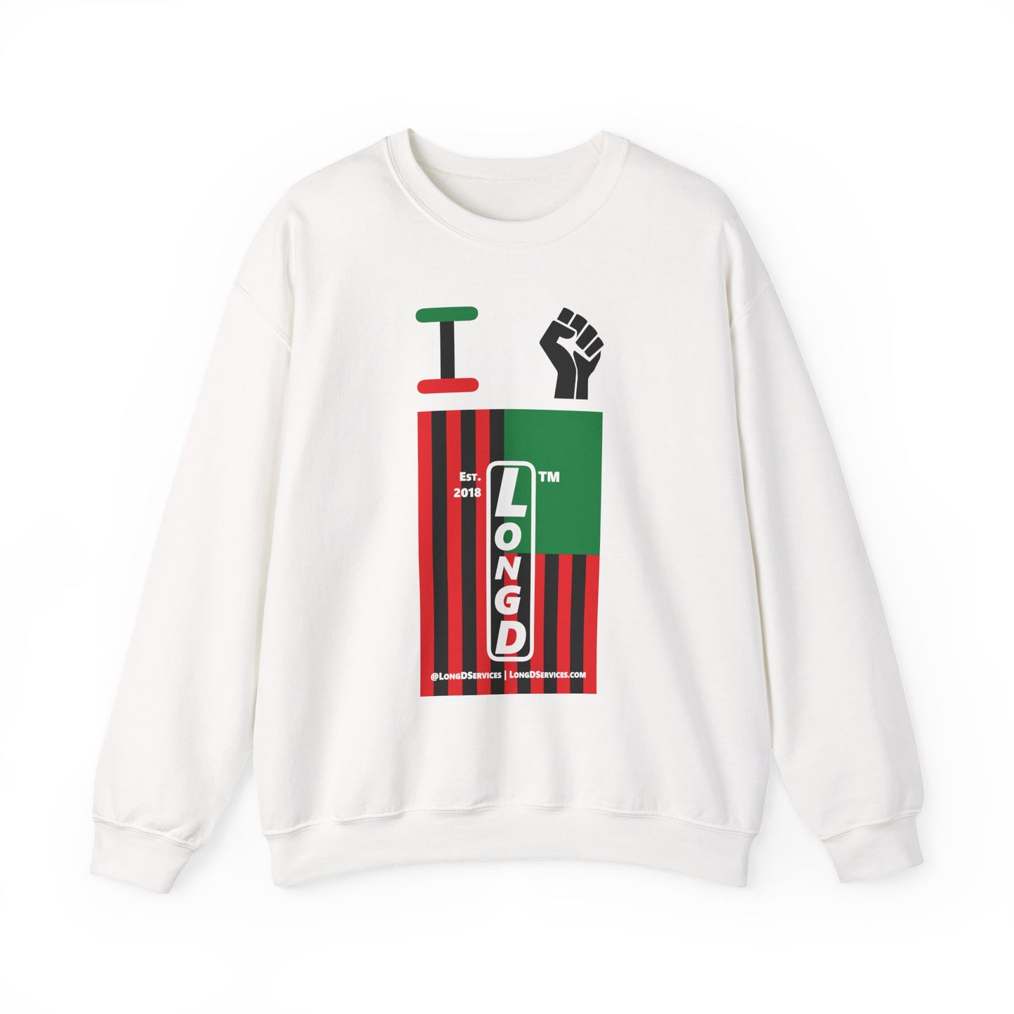 I Fist LongD negative flag tag-domain upright logo crewneck sweatshirt