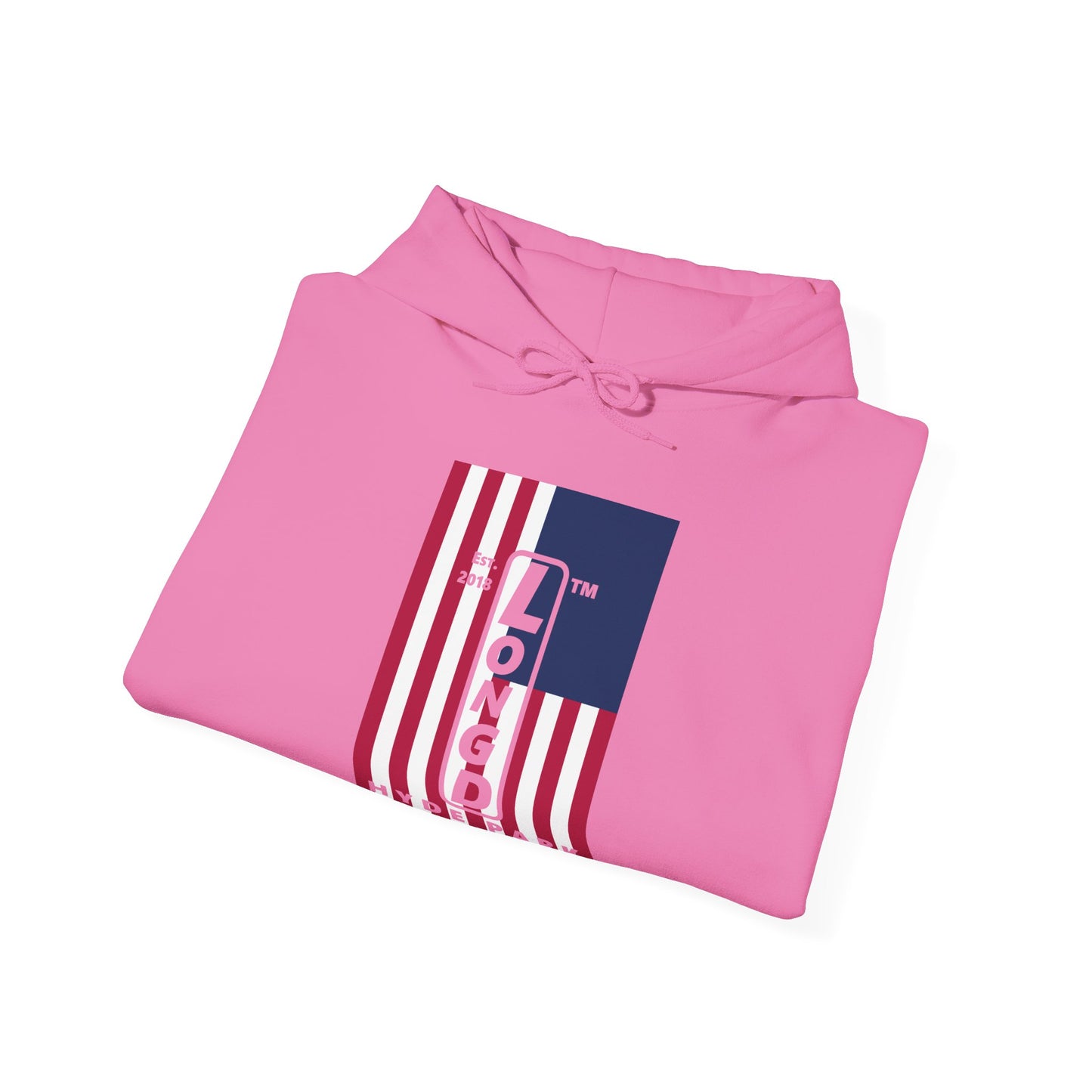LongD® negative cropped flag upright Hyde Park logo hoodie (Patriotic colors)