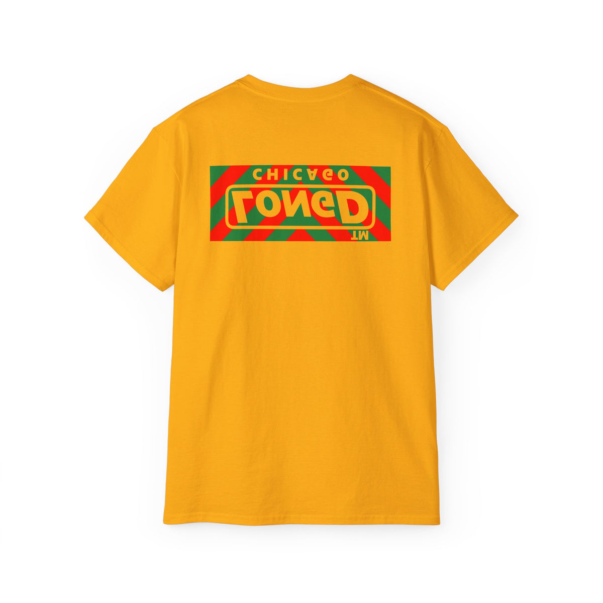 LongD Chicago negative downward chevron front-back logo (Xmas colors) cotton tee