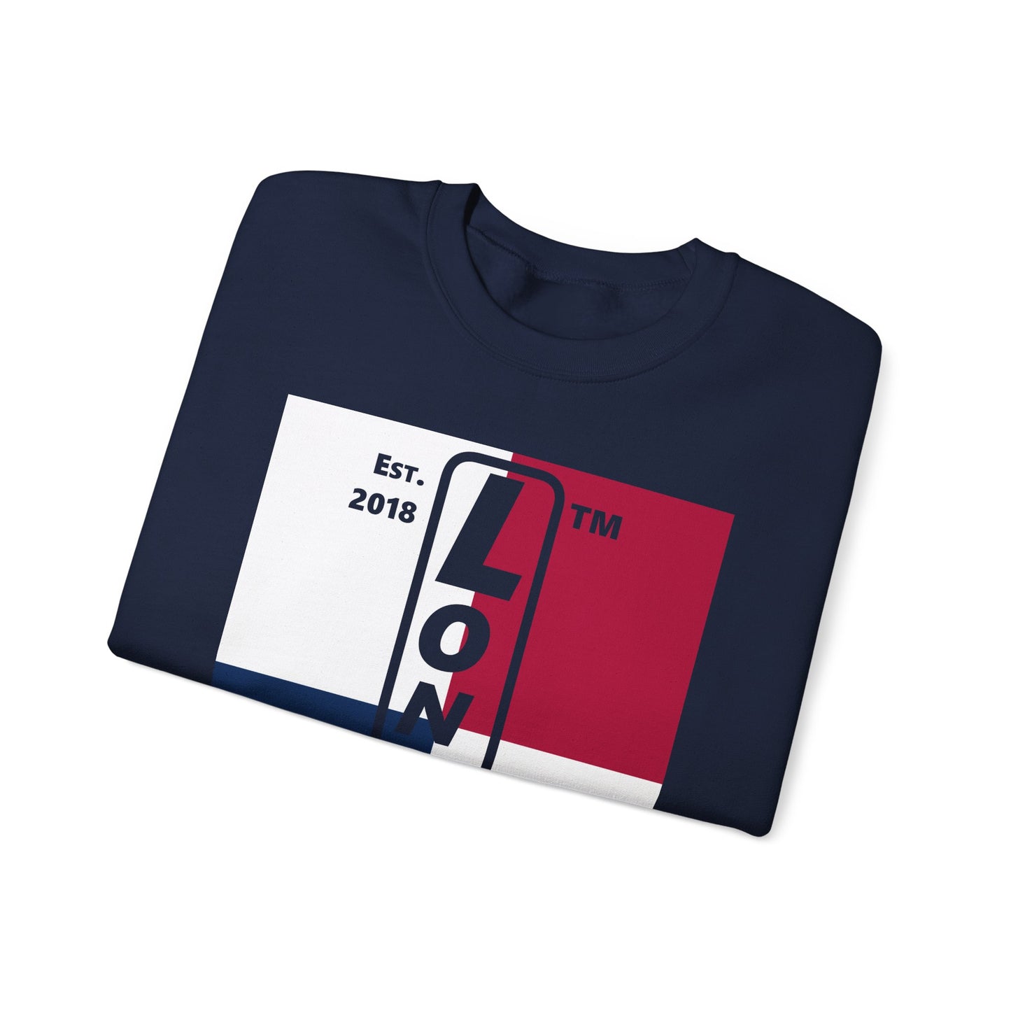 LongD negative quarters Hyde Park upright logo crewneck sweatshirt (patriotic colors)