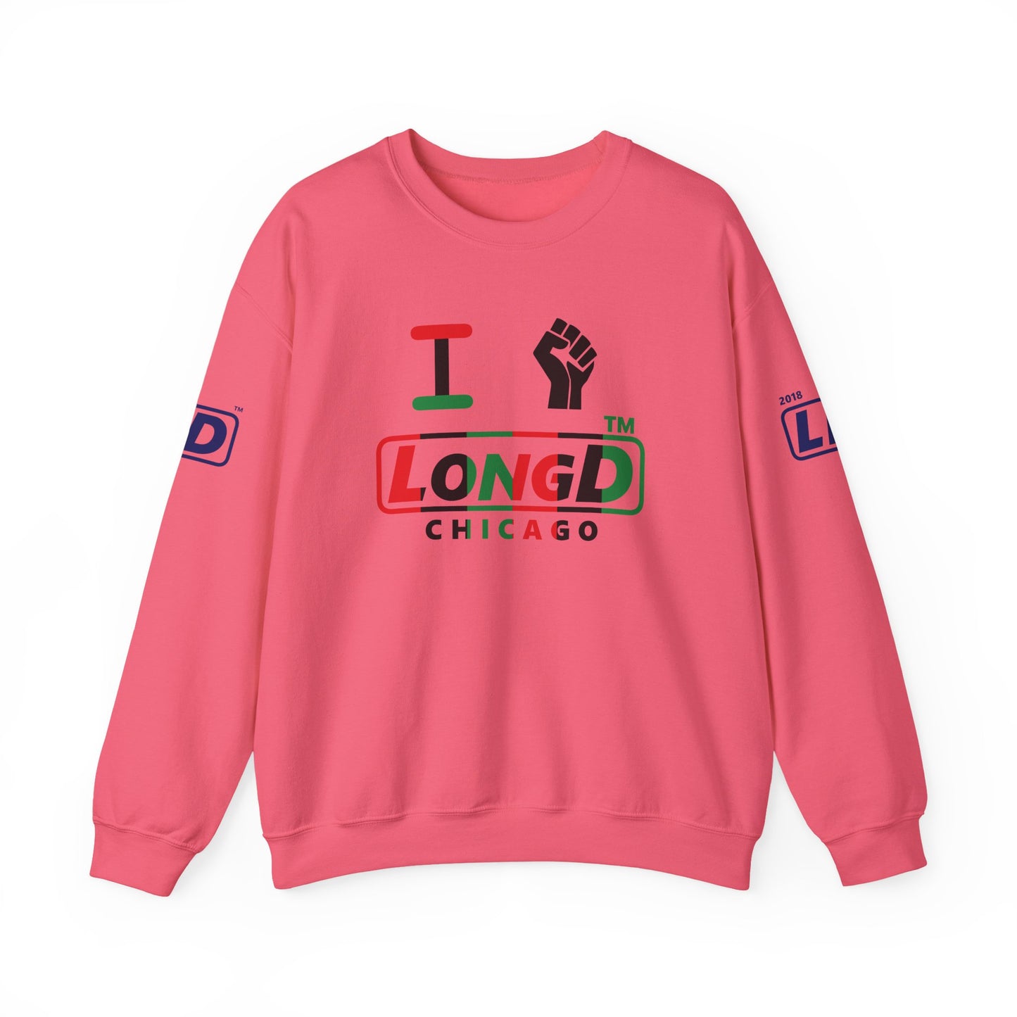 I fist LongD positive vertical 6-striped 4-print Chicago logo crewneck sweatshirt