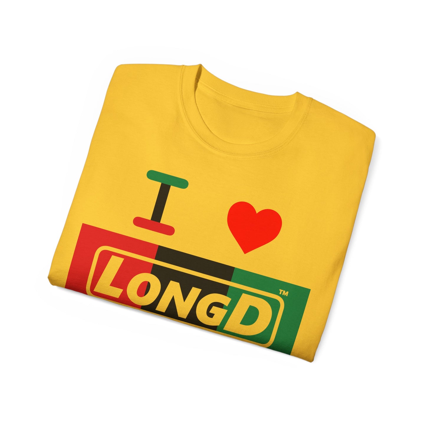 I Luv LongD® Logo Cotton Tee Juneteenth negative thirds text