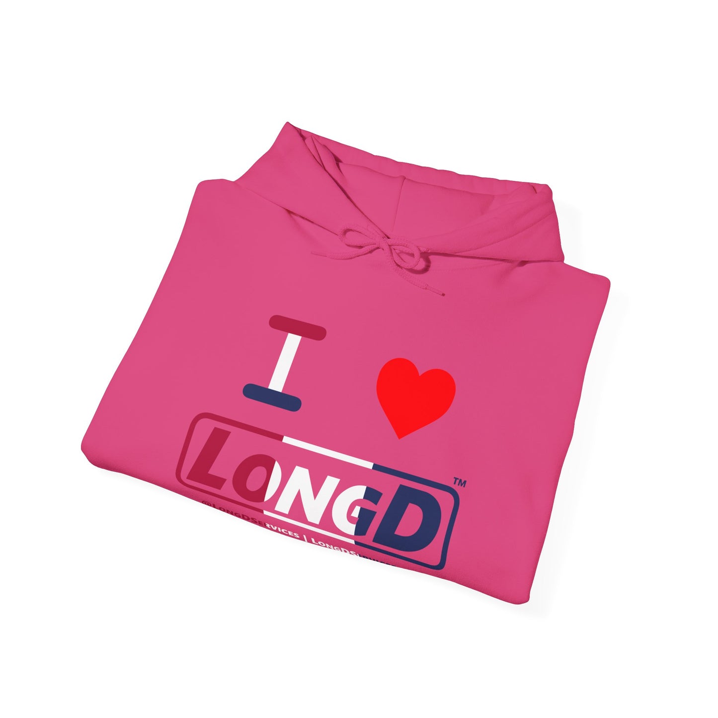 I Luv LongD® Logo Hoodie red, white and blue positive thirds