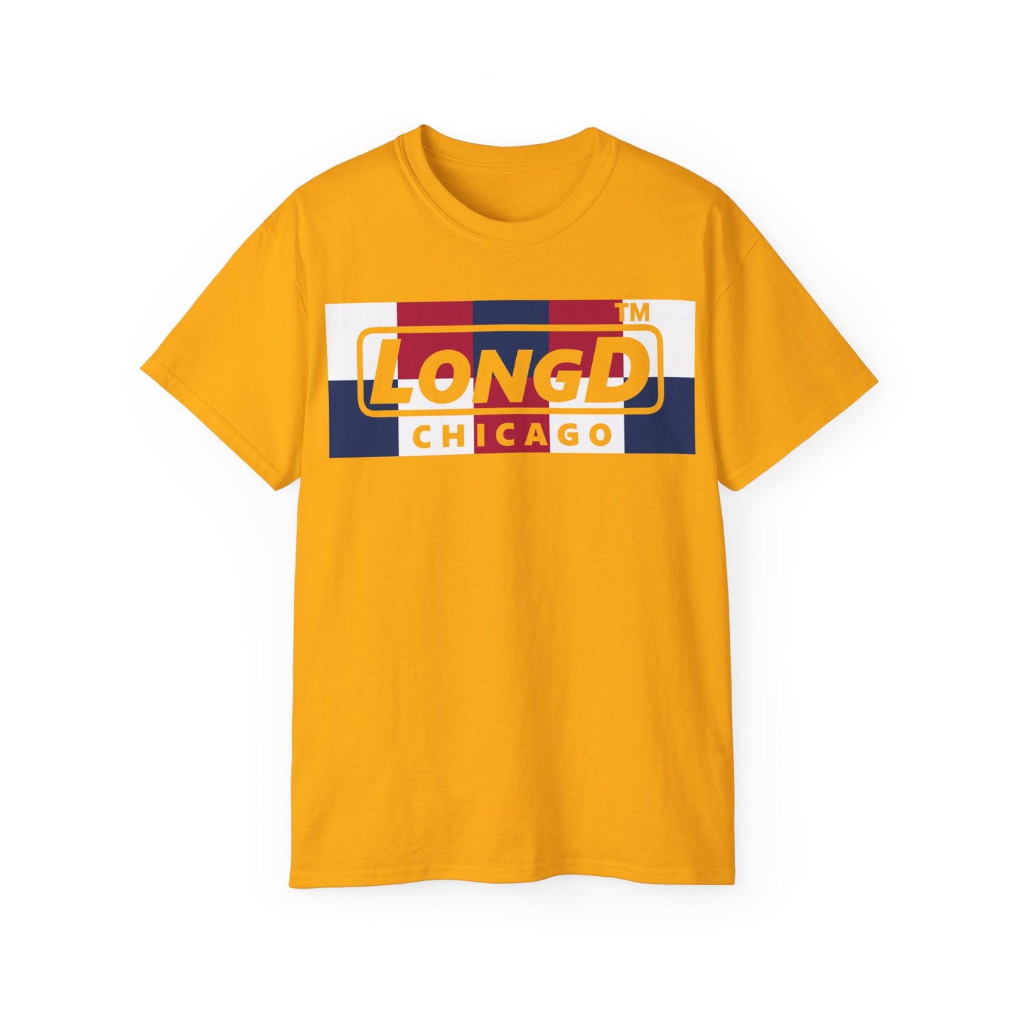 LongD negative 2x5 Chicago logo cotton tee (patriotic colors)