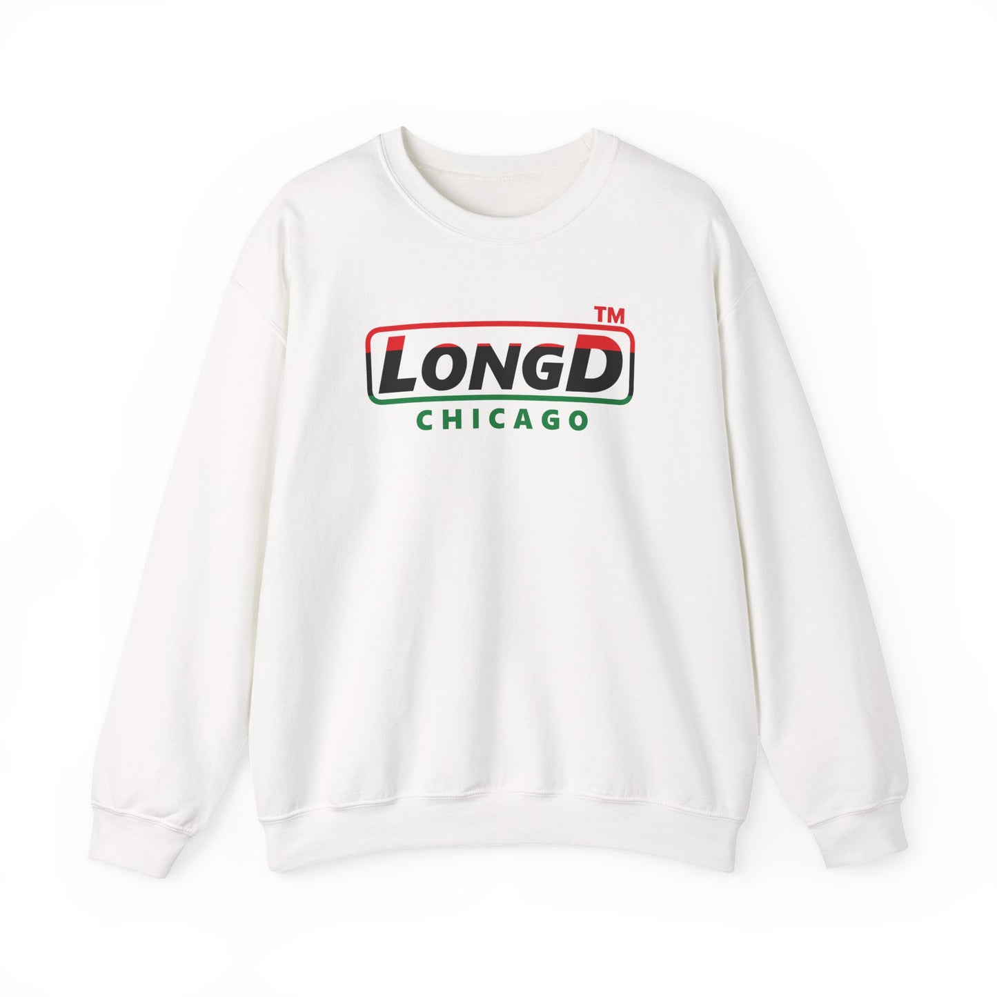 LongD positive horizontal 3-striped Chicago logo crewneck sweatshirt (Juneteenth colors)