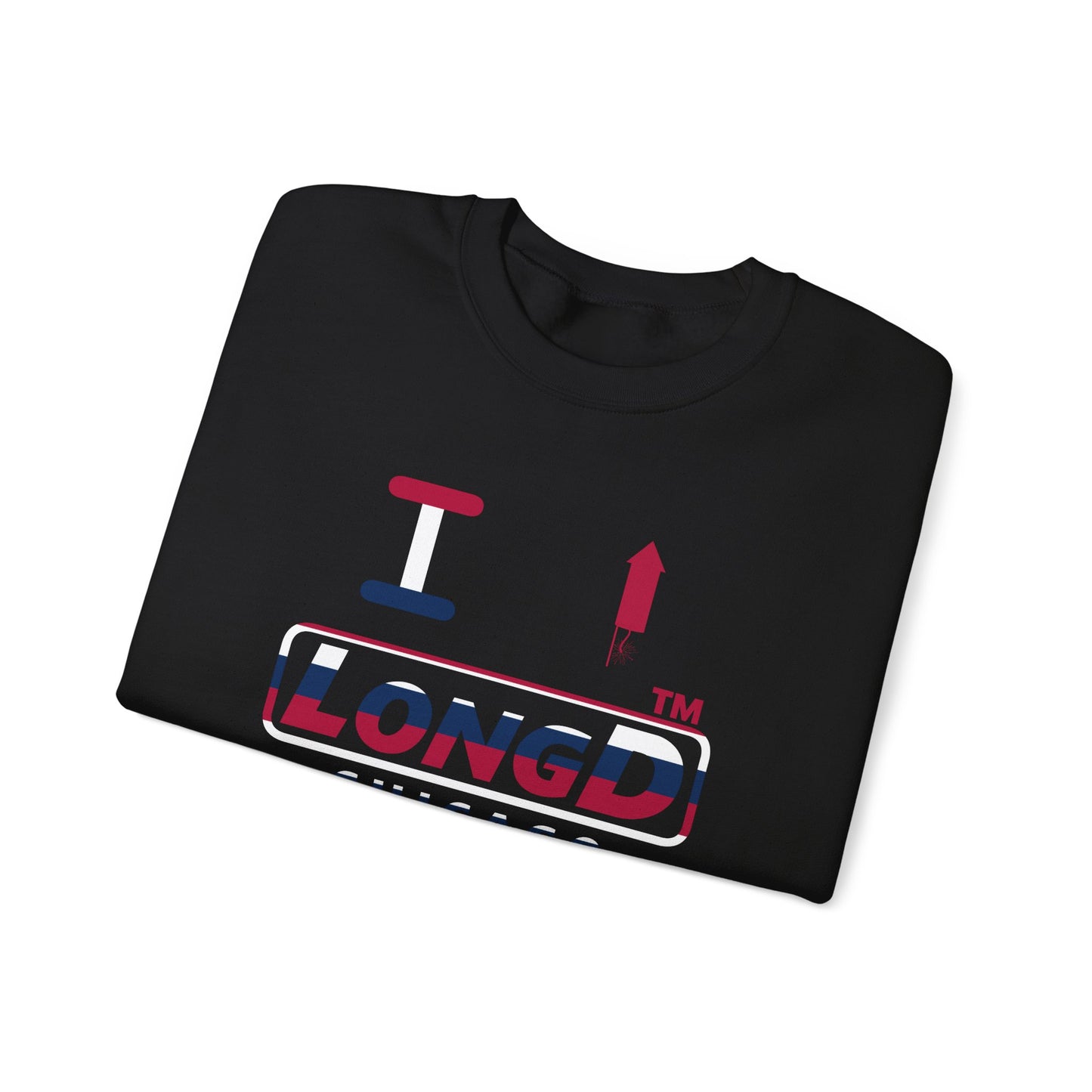 I firecracker LongD positive horizontal 6-striped Chicago logo crewneck sweatshirt