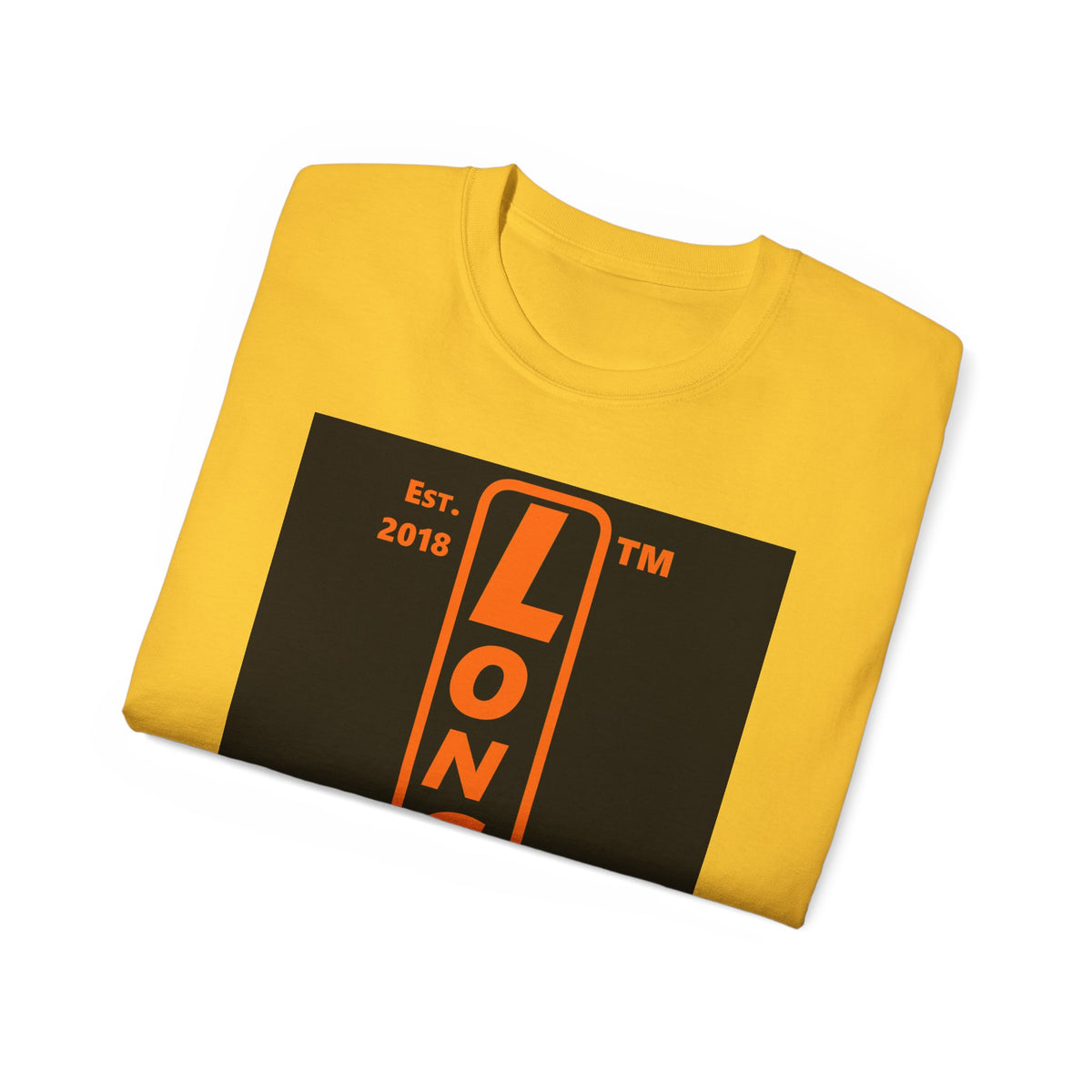 LongD Hyde Park upright front-back logo orange (FE7518) on Black (000000) cotton tee