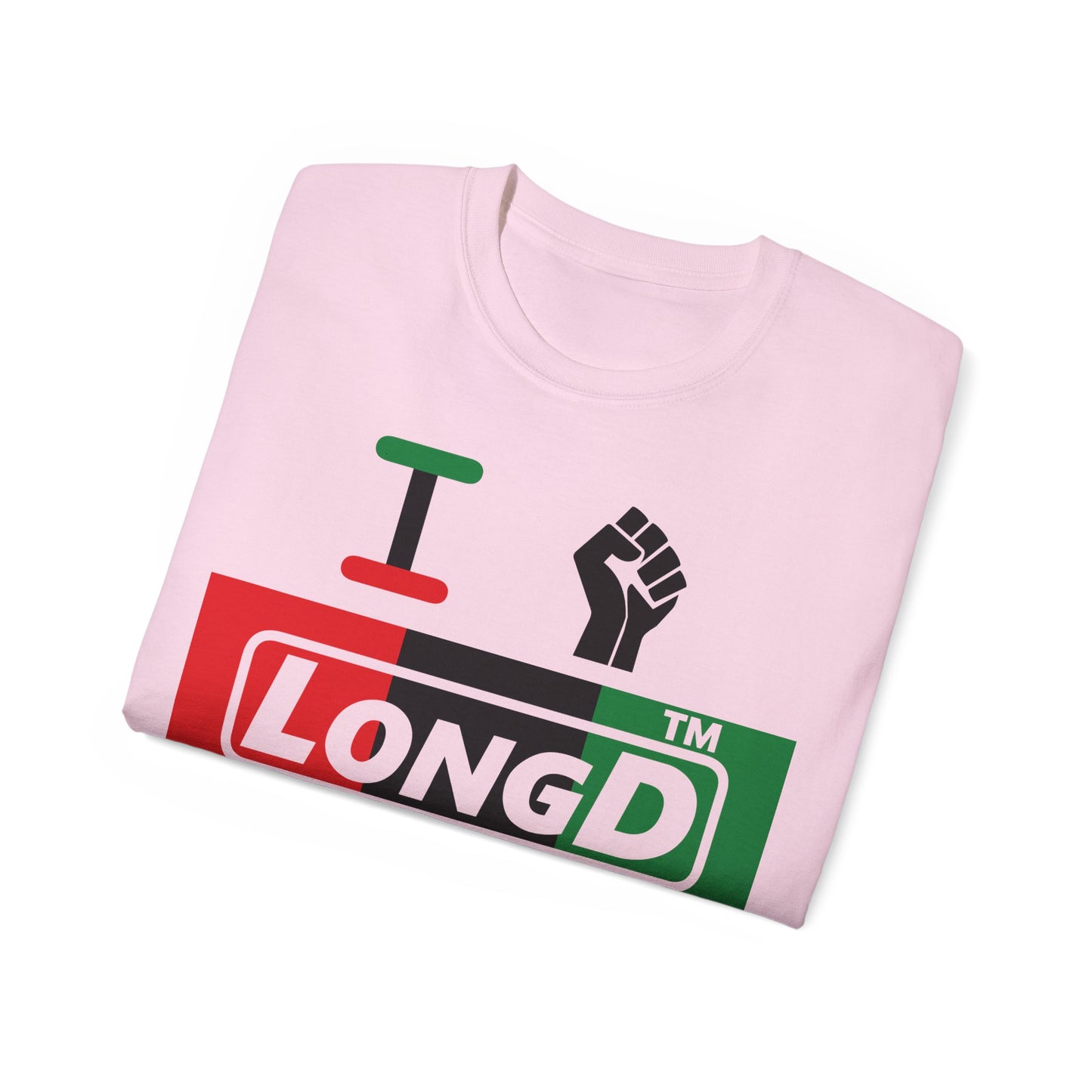 I fist LongD negative vertical 3-striped tag-domain logo cotton tee