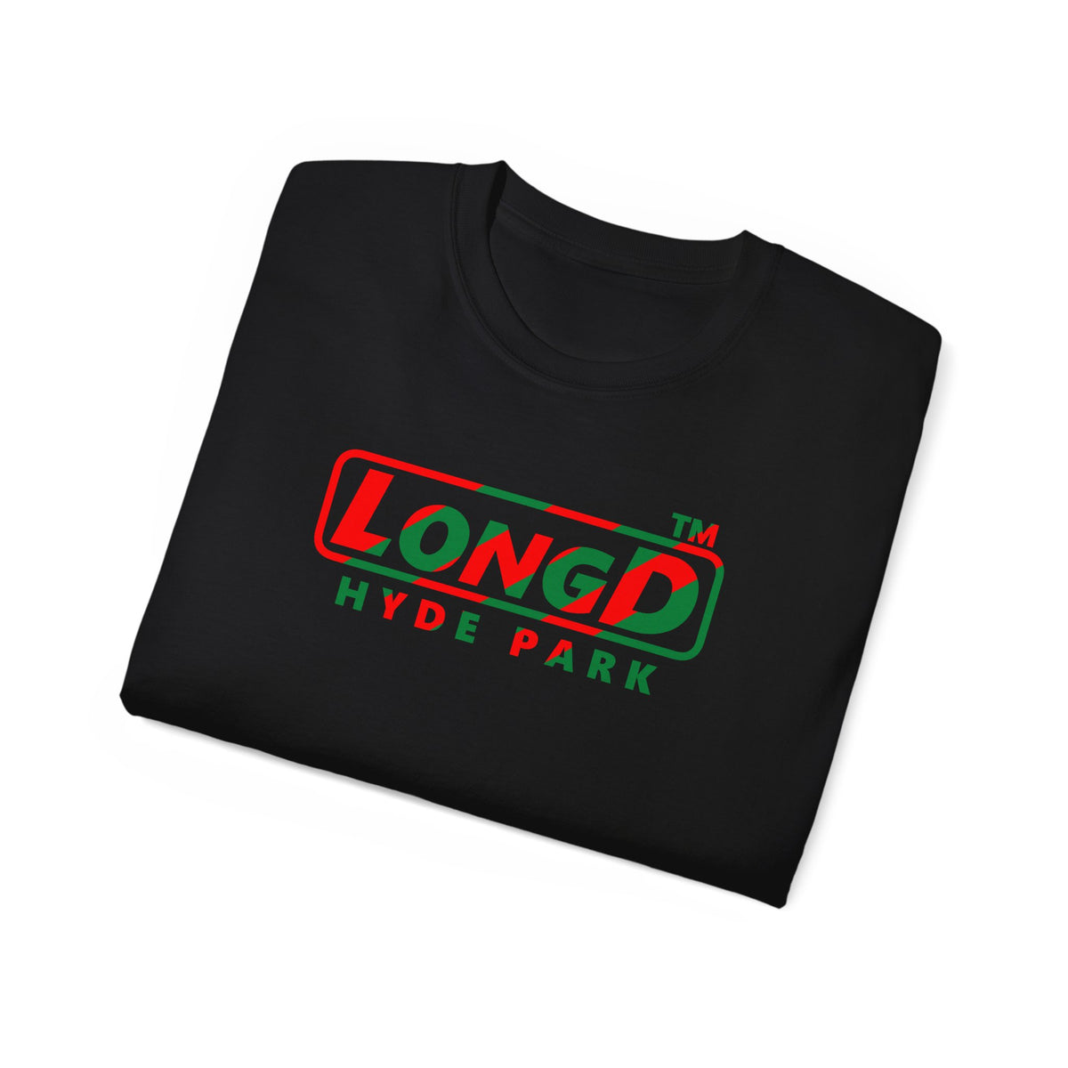 LongD Hyde Park positive pixel-weighted 6-striped logo (Xmas colors) cotton tee