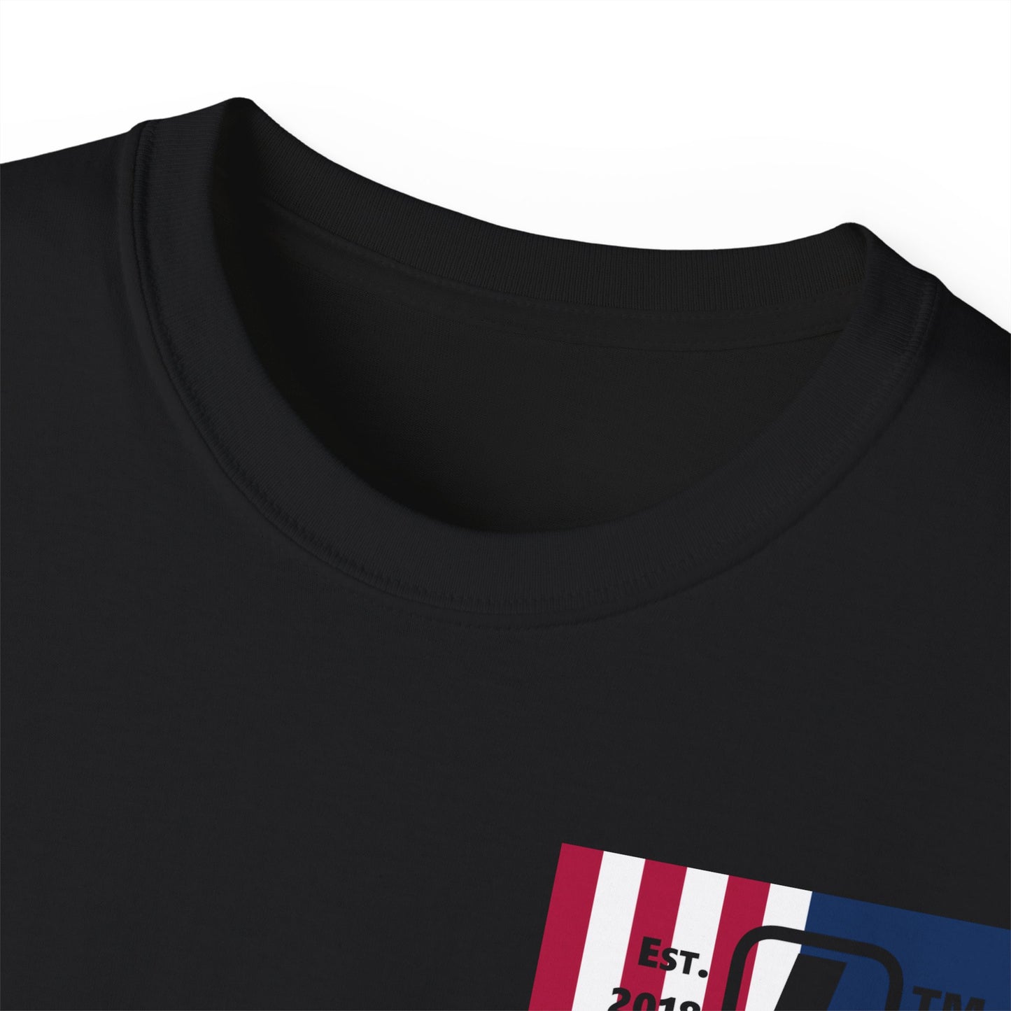LongD cotton tee negative cropped flag single-breasted front-back Chicago upright logo (Patriotic colors)