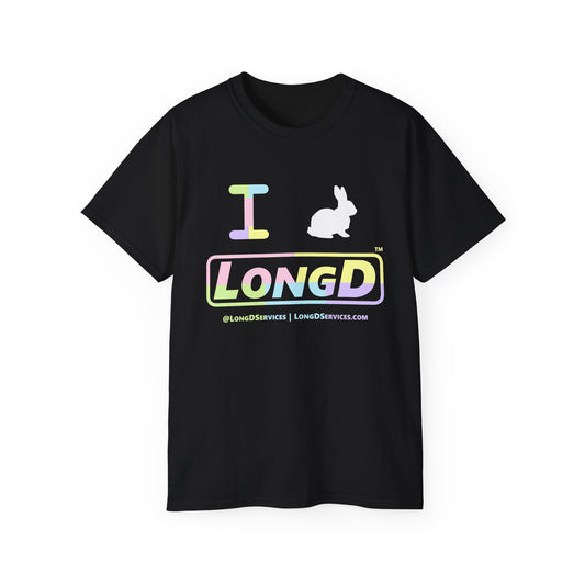 I Bunny LongD® Logo Cotton Tee Easter pastel variety text (white Easter Bunny)