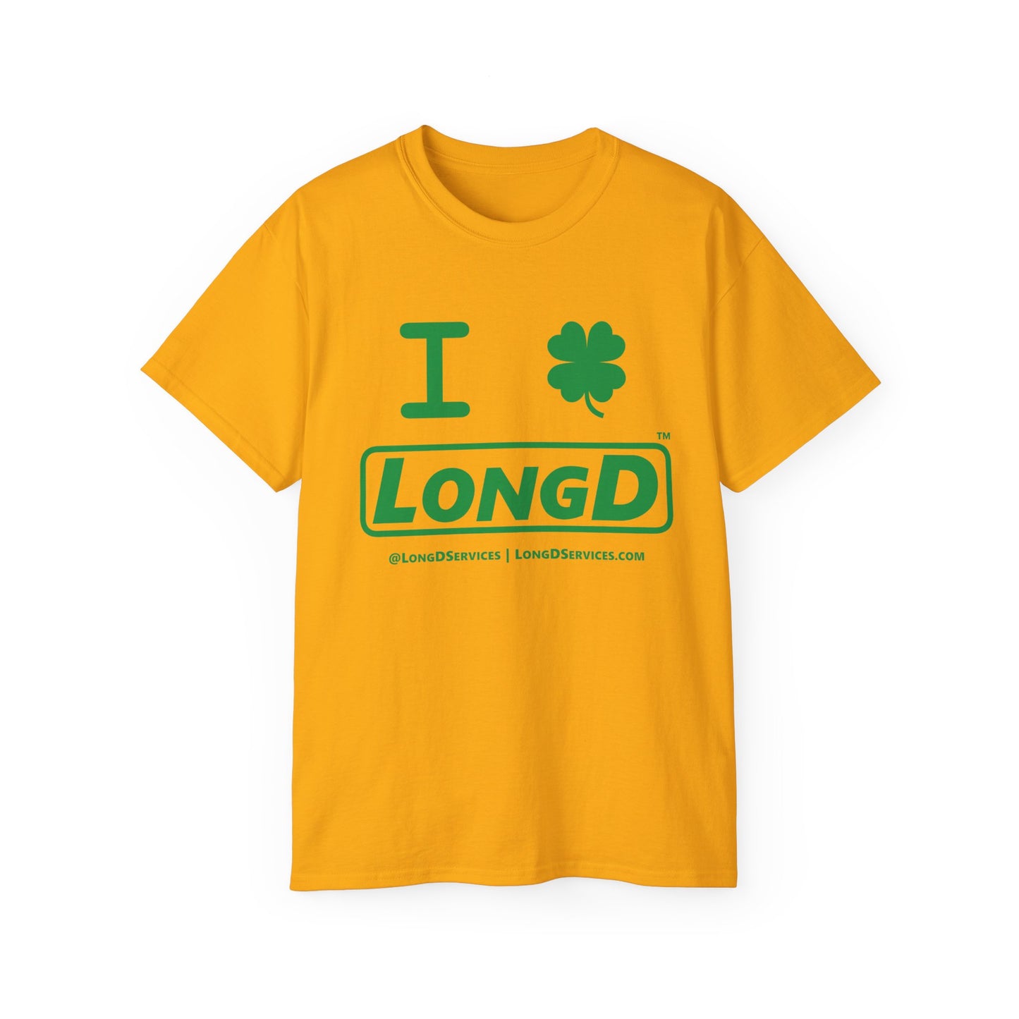 I Clover LongD® Logo Cotton Tee (St. Patrick's Day -Irish Green with 4-leaf clover)