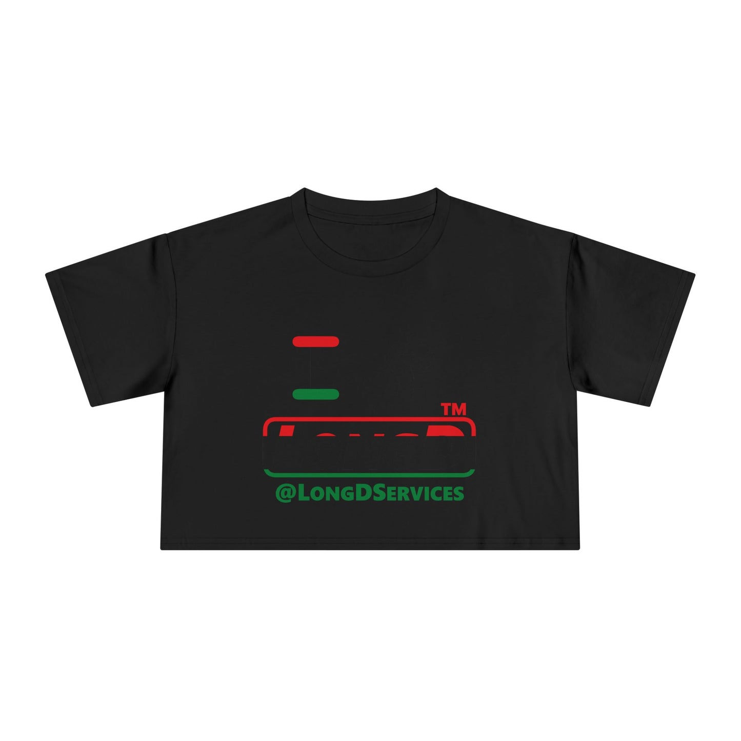 I fist LongD positive horizontal 3-striped tag logo crop tee