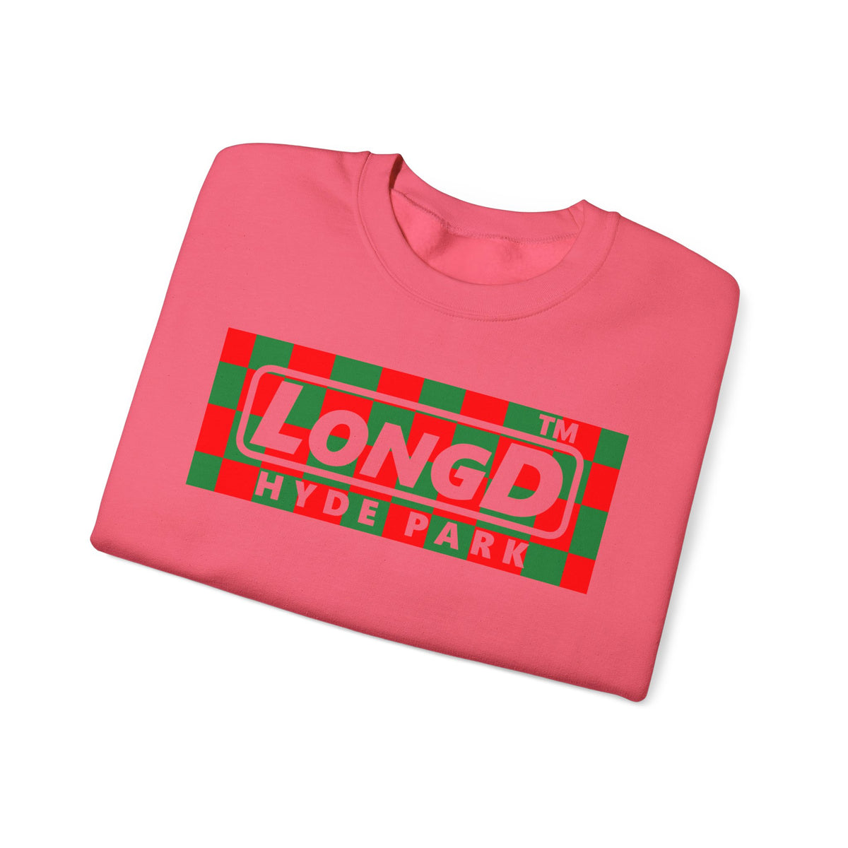 LongD Hyde Park negative checkered logo (Xmas colors) crewneck sweatshirt
