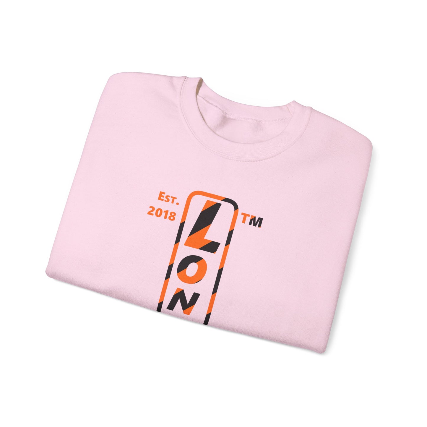 LongD Hyde Park positive upright pixel-weighted 12-striped 4-print logo (Halloween colors) crewneck sweatshirt