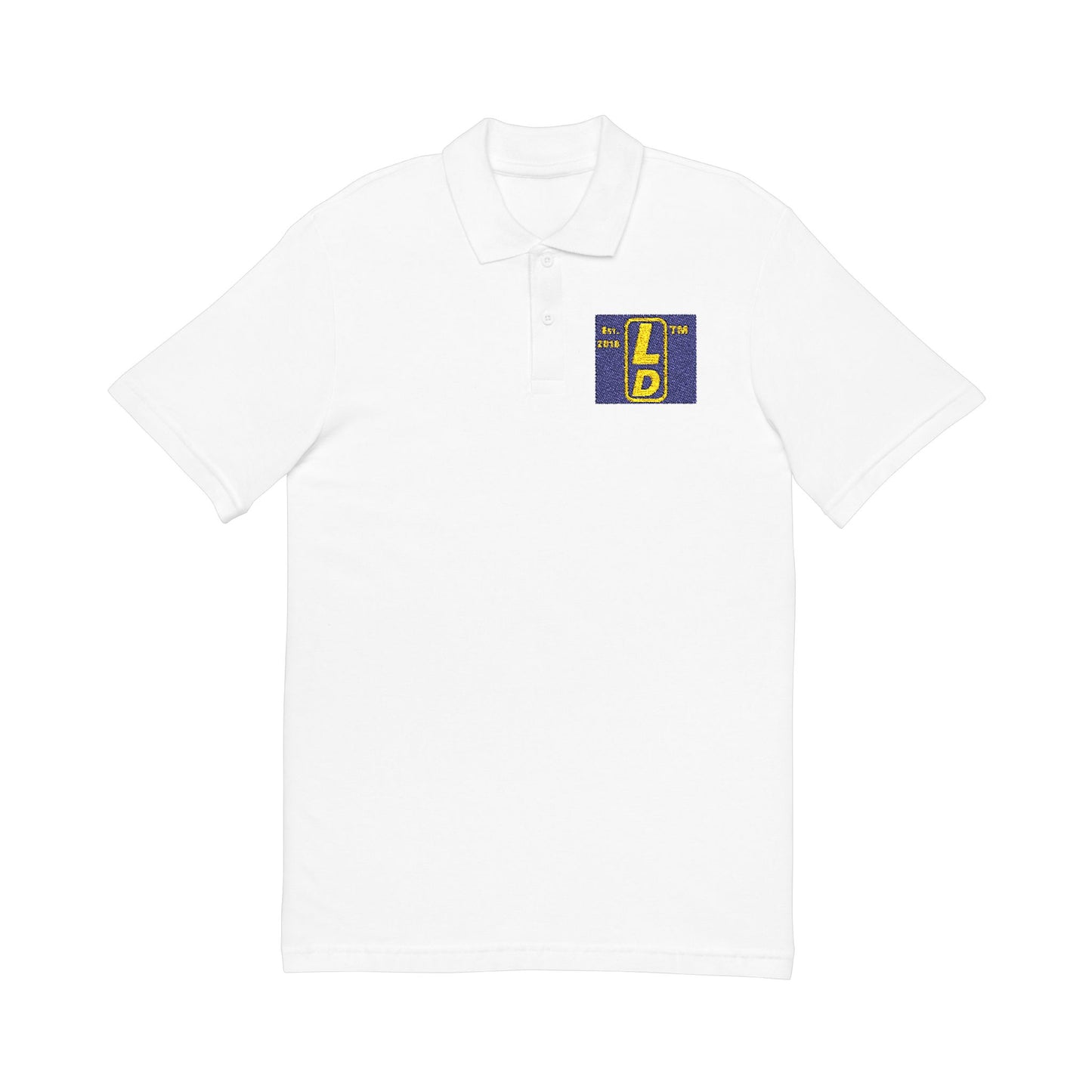 Embroidered LongD reverse official logo upright initials polo shirt