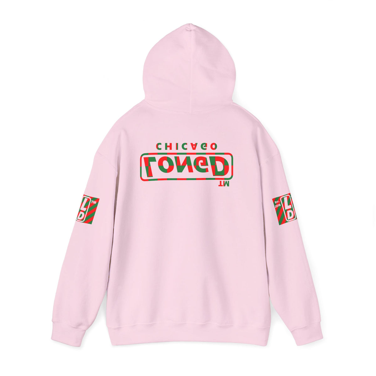 LongD Chicago positive checkered 4-print logo (Xmas colors) hoodie