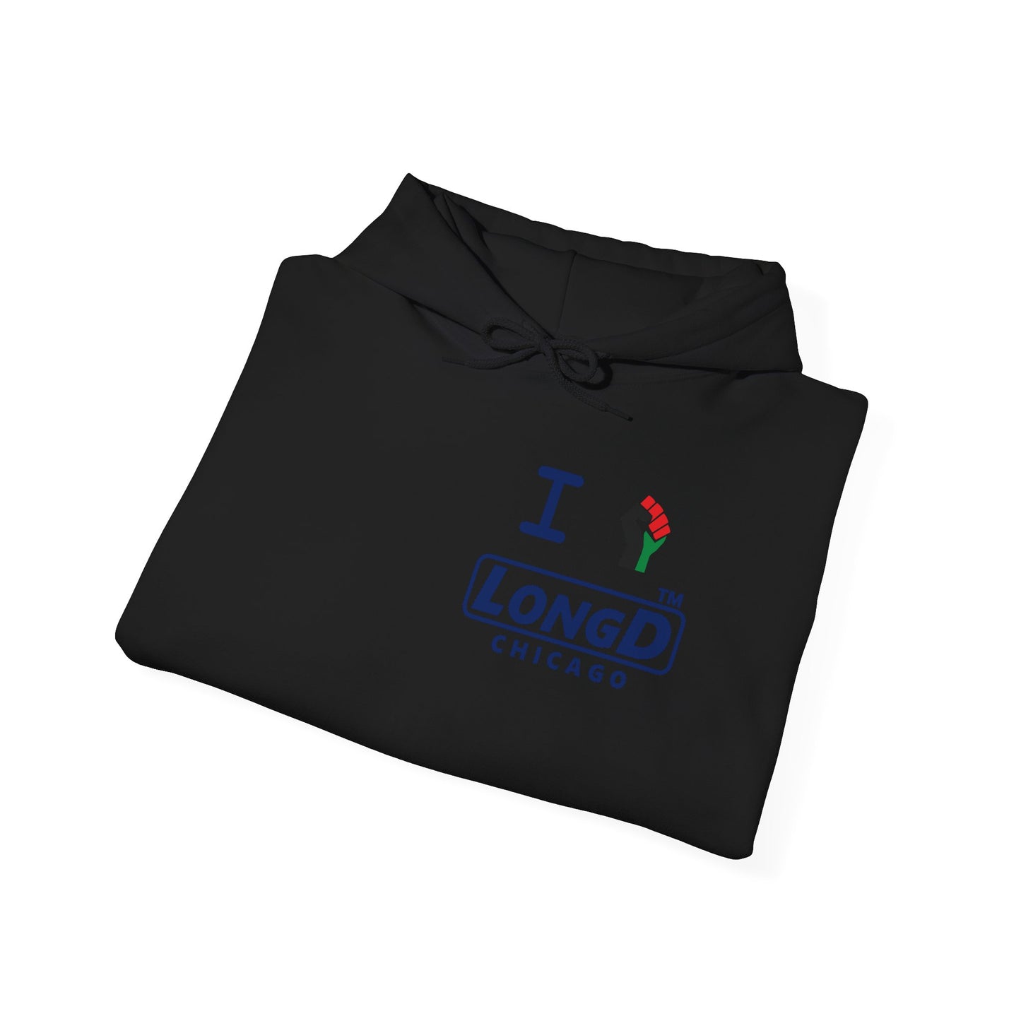 I fist LongD® basic official 4-print single-breasted Chicago logo Hoodie (Juneteenth colors)