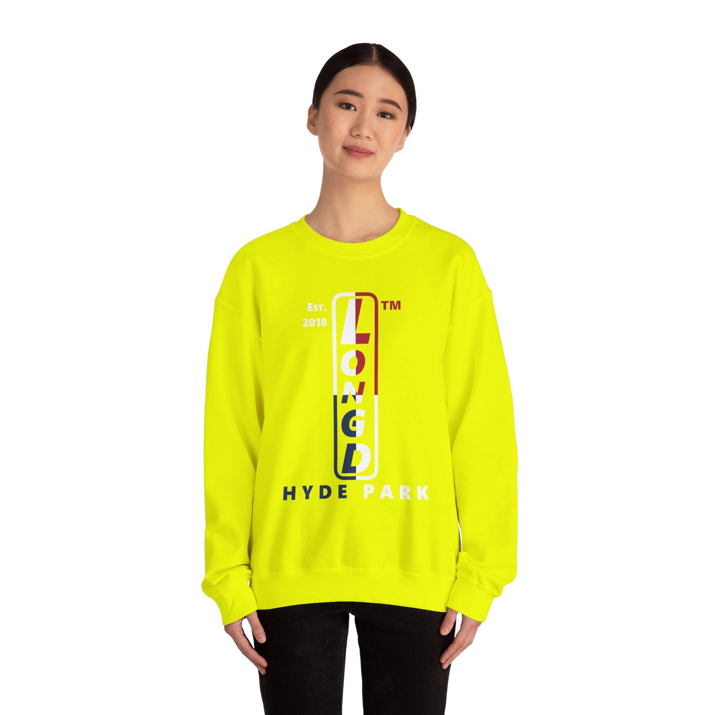 LongD positive quarters Hyde Park upright logo crewneck sweatshirt (patriotic colors)