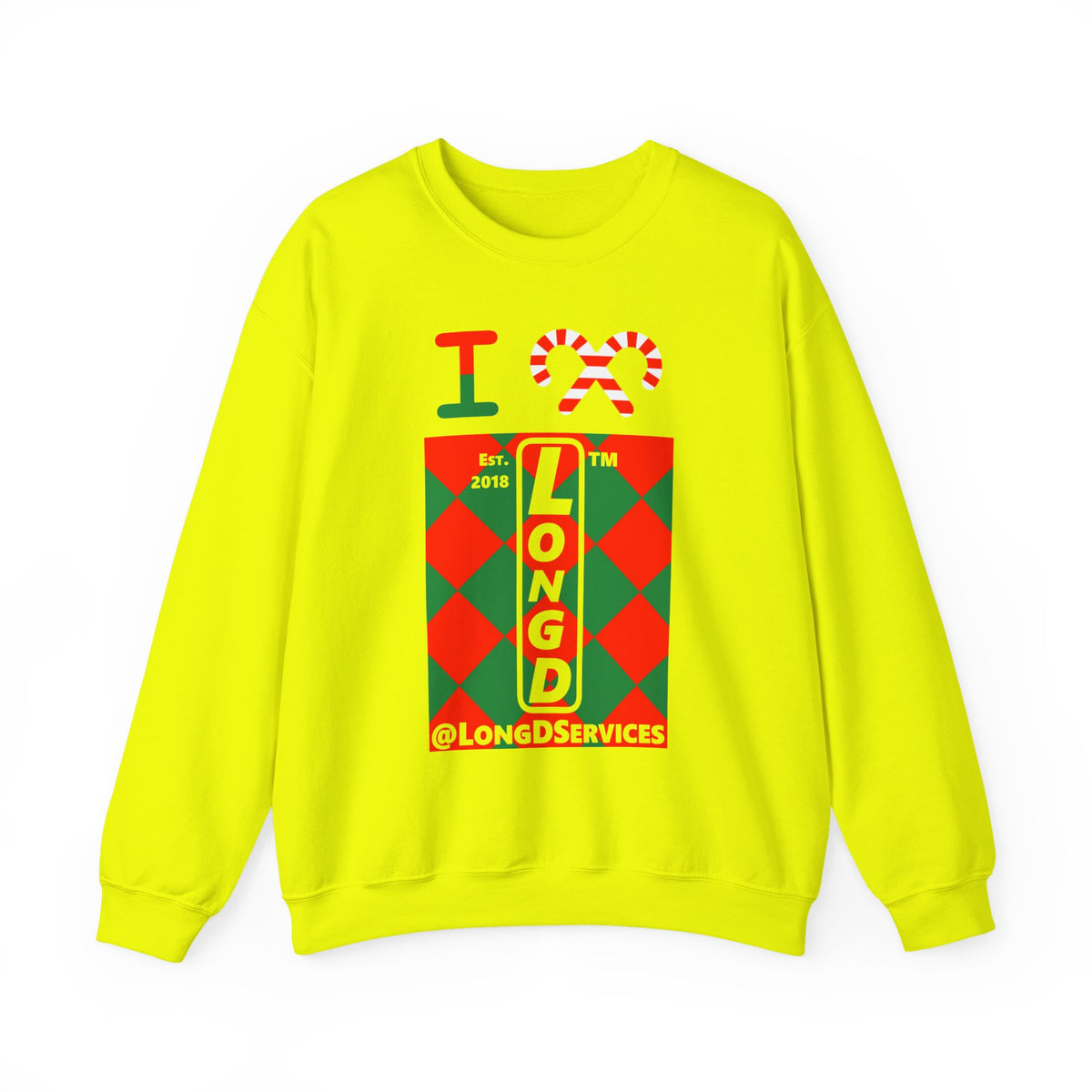 I candy cane LongD Tag negative upright argyle logo crewneck sweatshirt