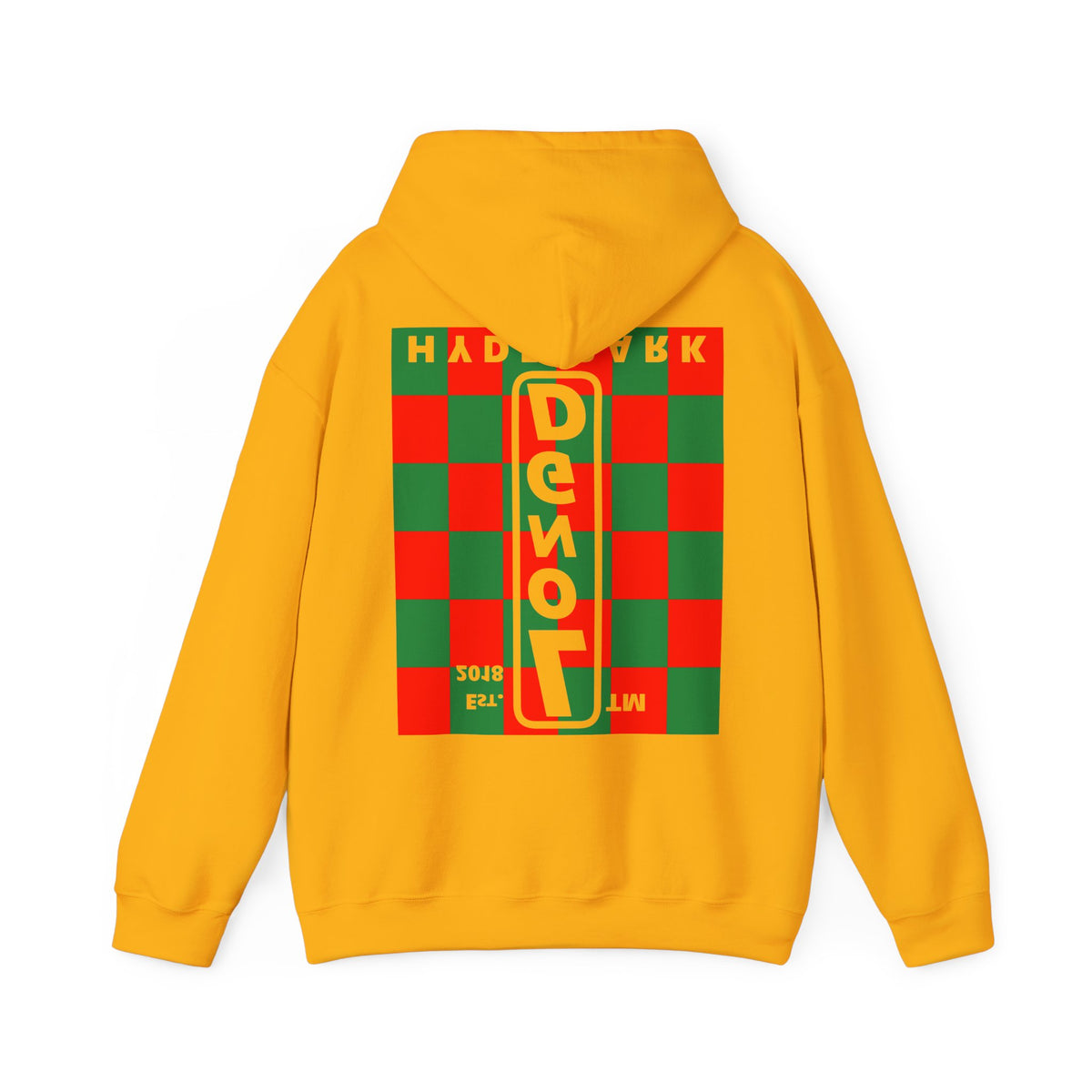 LongD Hyde Park negative upright checkered front-back logo (Xmas colors) hoodie