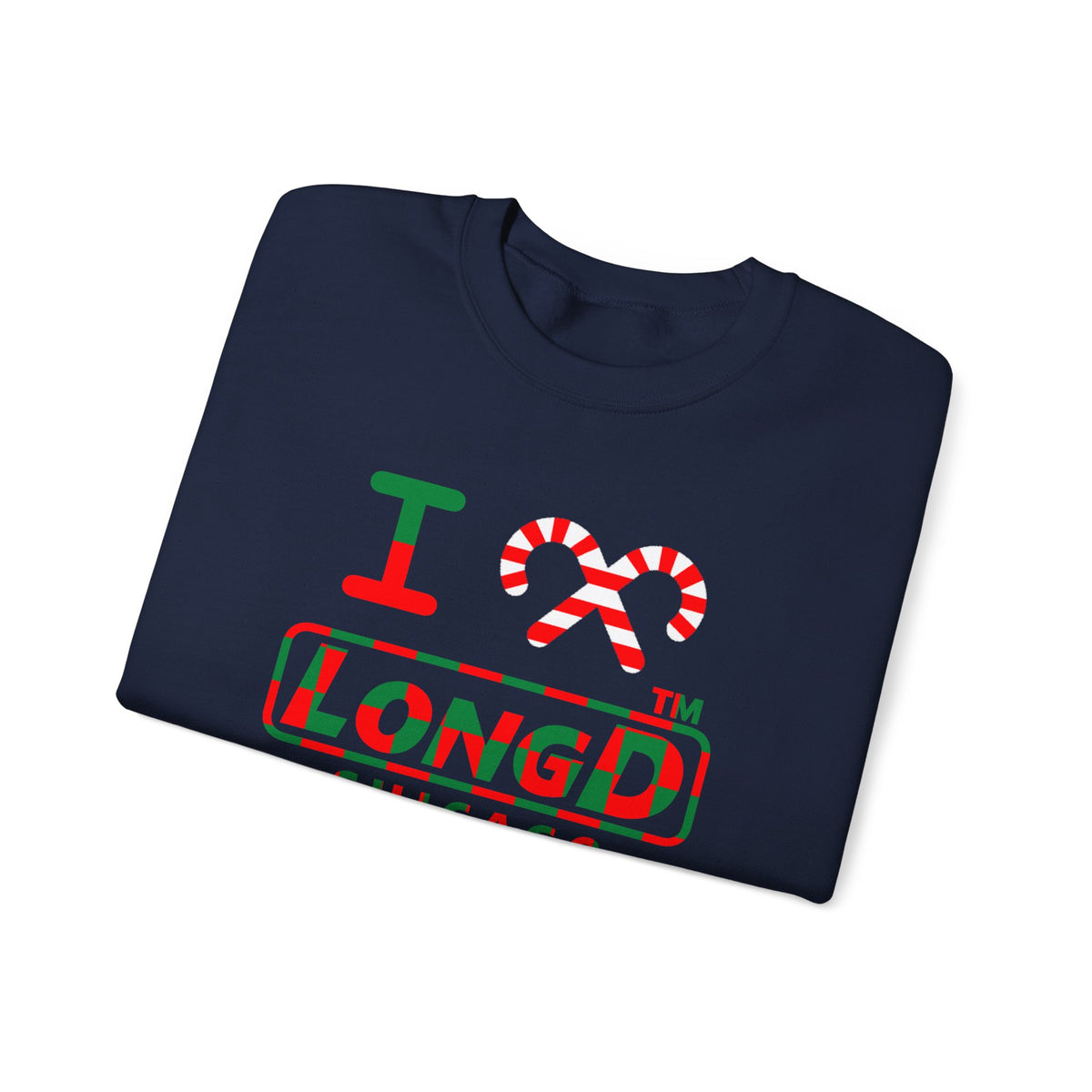 I candy cane LongD Chicago positive checkered logo crewneck sweatshirt