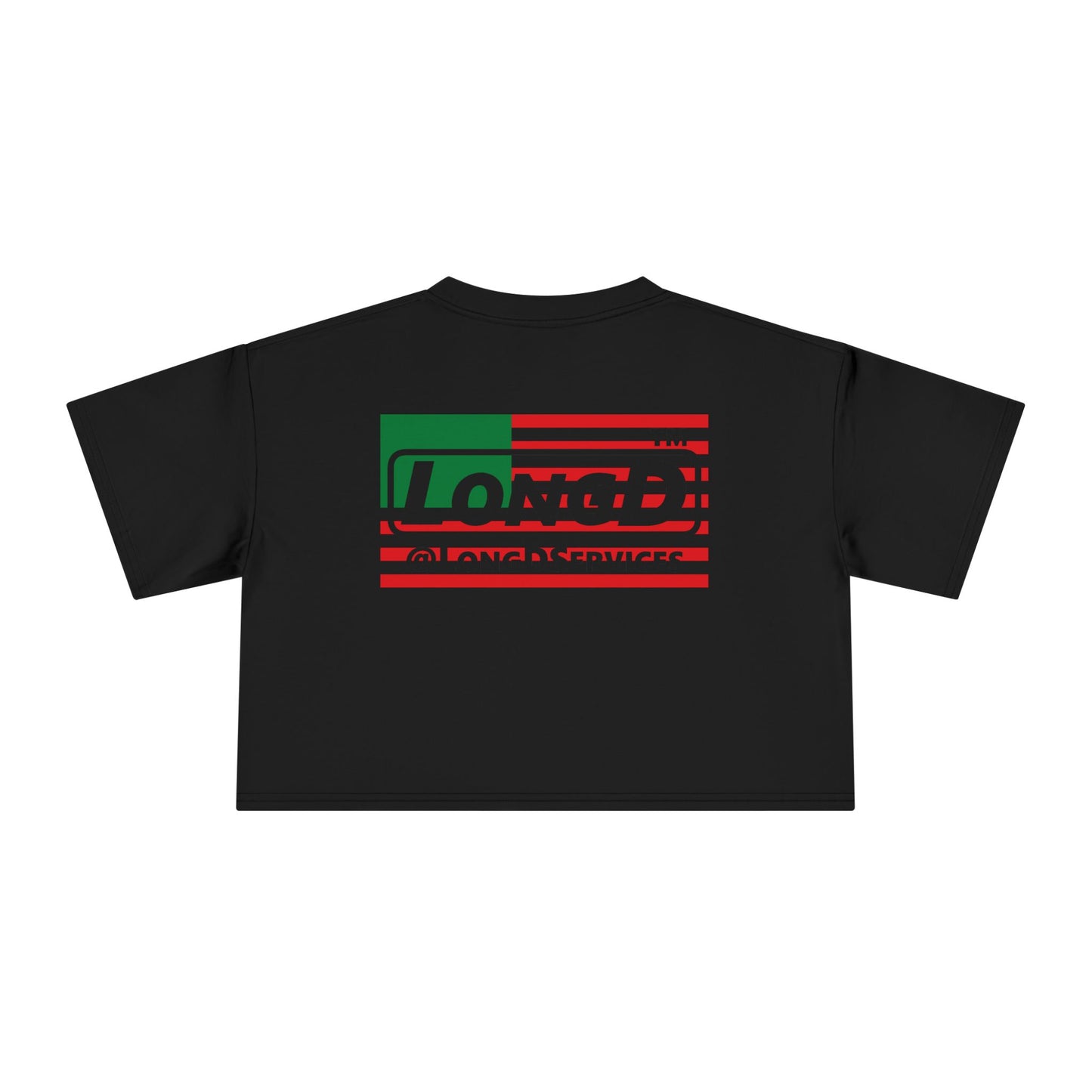 LongD negative flag Hyde Park front-back logo crop tee (Juneteenth colors)