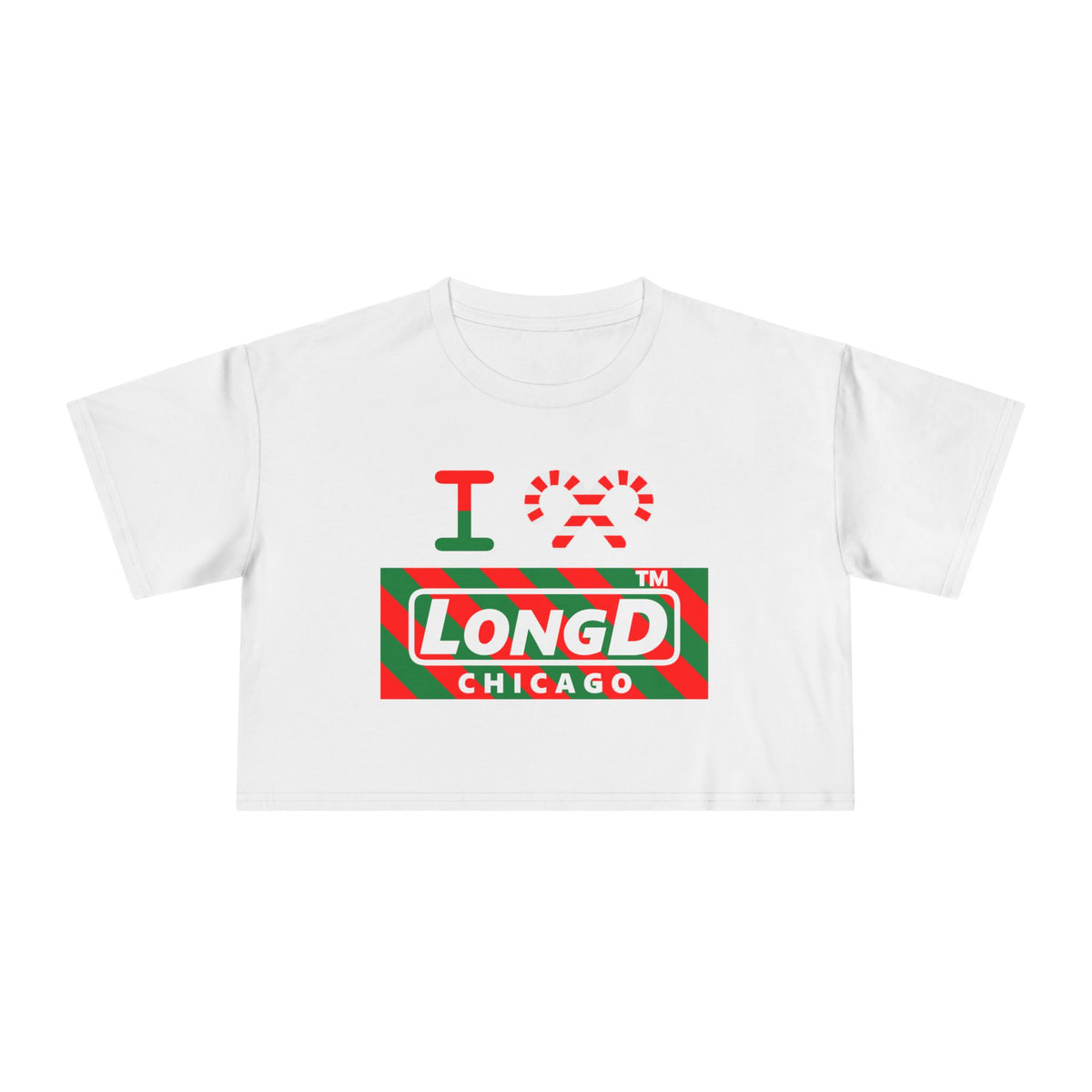 I candy cane LongD Chicago negative 12-striped logo crop tee