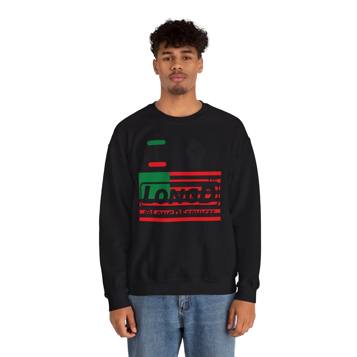 I fist LongD negative flag tag logo crewneck sweatshirt