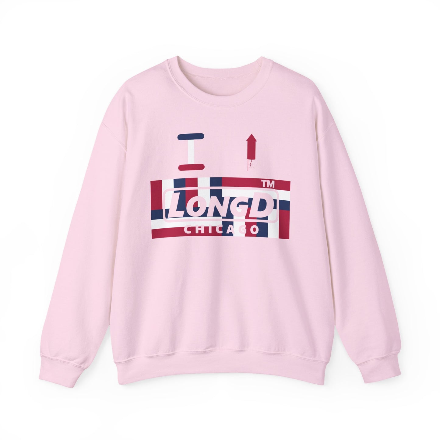 I firecracker LongD negative modified windmill Chicago logo crewneck sweatshirt