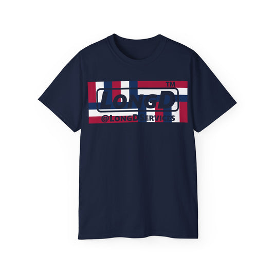 LongD negative modified windmill tag logo cotton tee (patriotic colors)