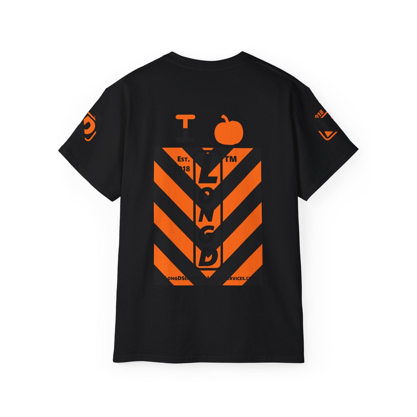 I pumpkin LongD Tag-domain negative upright downward chevron 4-print logo cotton tee