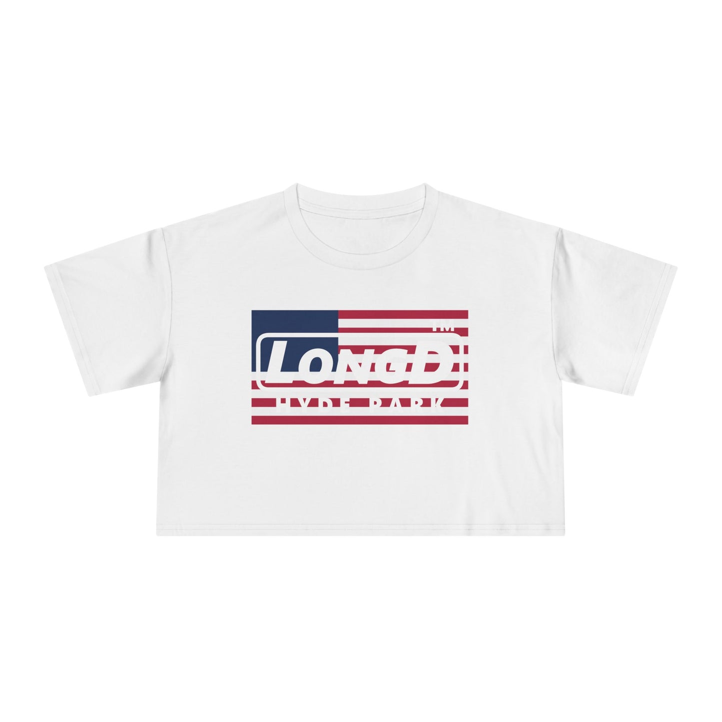 LongD negative flag Hyde Park Logo Crop Tee (Patriotic colors)