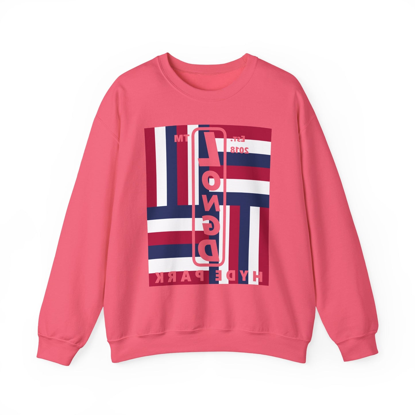 LongD negative rotated windmill Hyde Park front-back upright logo crewneck sweatshirt (patriotic colors)