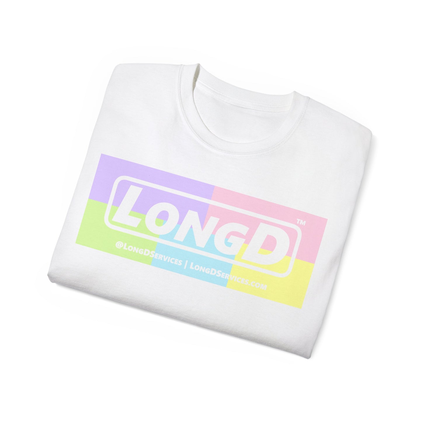 LongD® Logo Cotton Tee (Easter pastel variety in negative text)