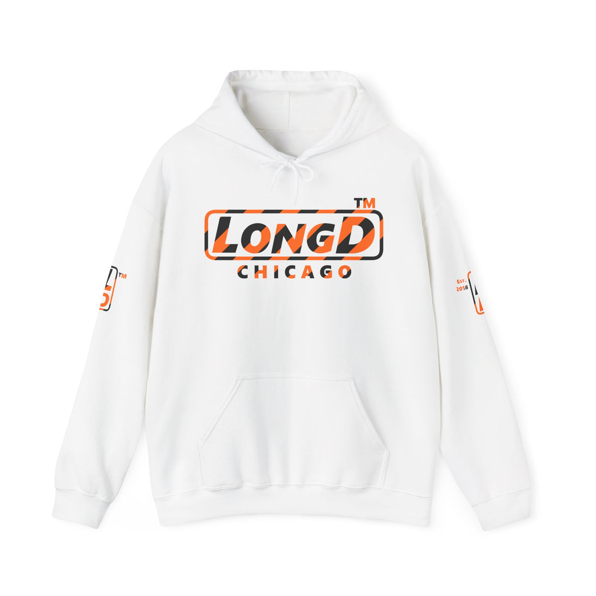 LongD Chicago positive 12-striped 4-print logo (Halloween colors) hoodie