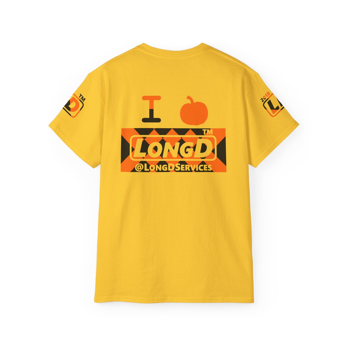 I pumpkin LongD Tag negative stylized argyle 4-print logo cotton tee