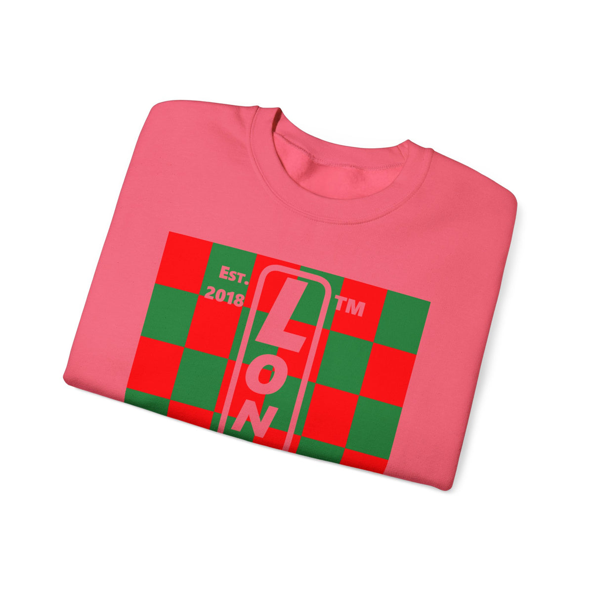 LongD Hyde Park negative upright checkered logo (Xmas colors) crewneck sweatshirt