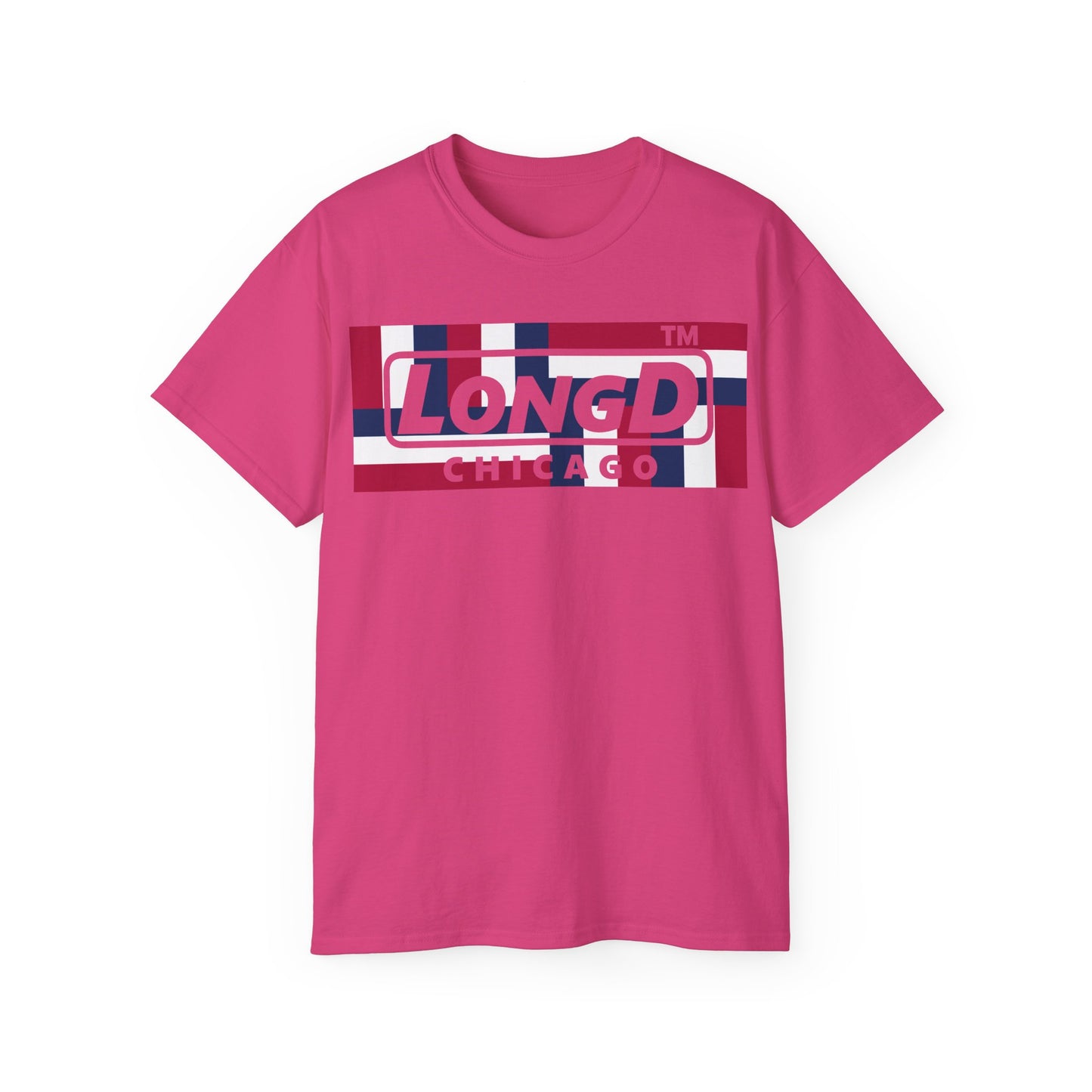 LongD negative modified windmill Chicago logo cotton tee (patriotic colors)
