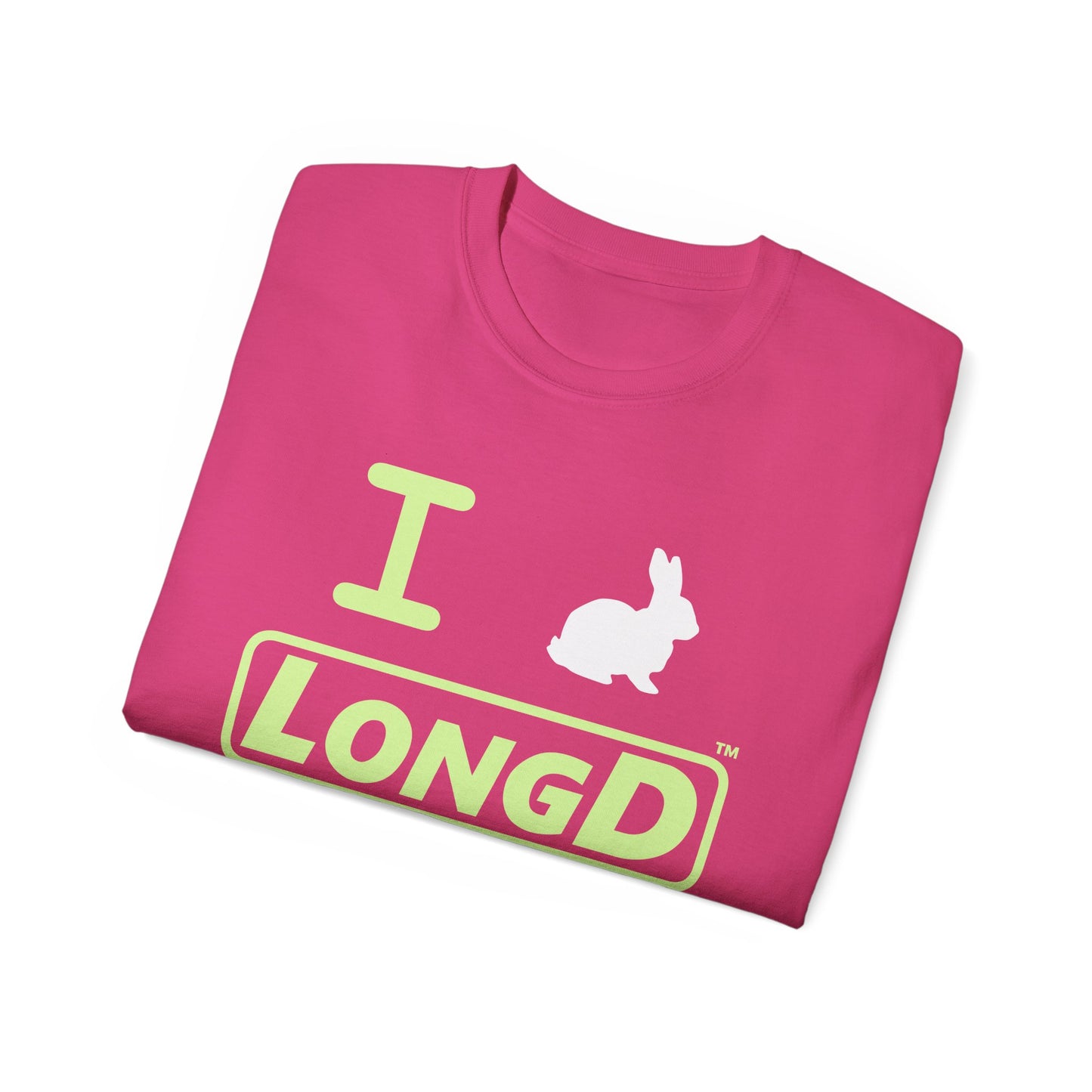 I Bunny LongD® Logo Cotton Tee Easter pastel green text (white Easter Bunny)