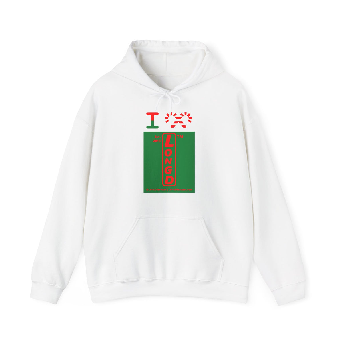 I candy cane LongD Tag-domain upright front-back logo positive red on negative green hoodie