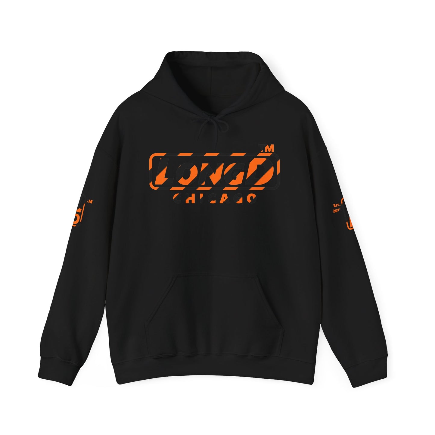 LongD Chicago positive 12-striped 4-print logo (Halloween colors) hoodie